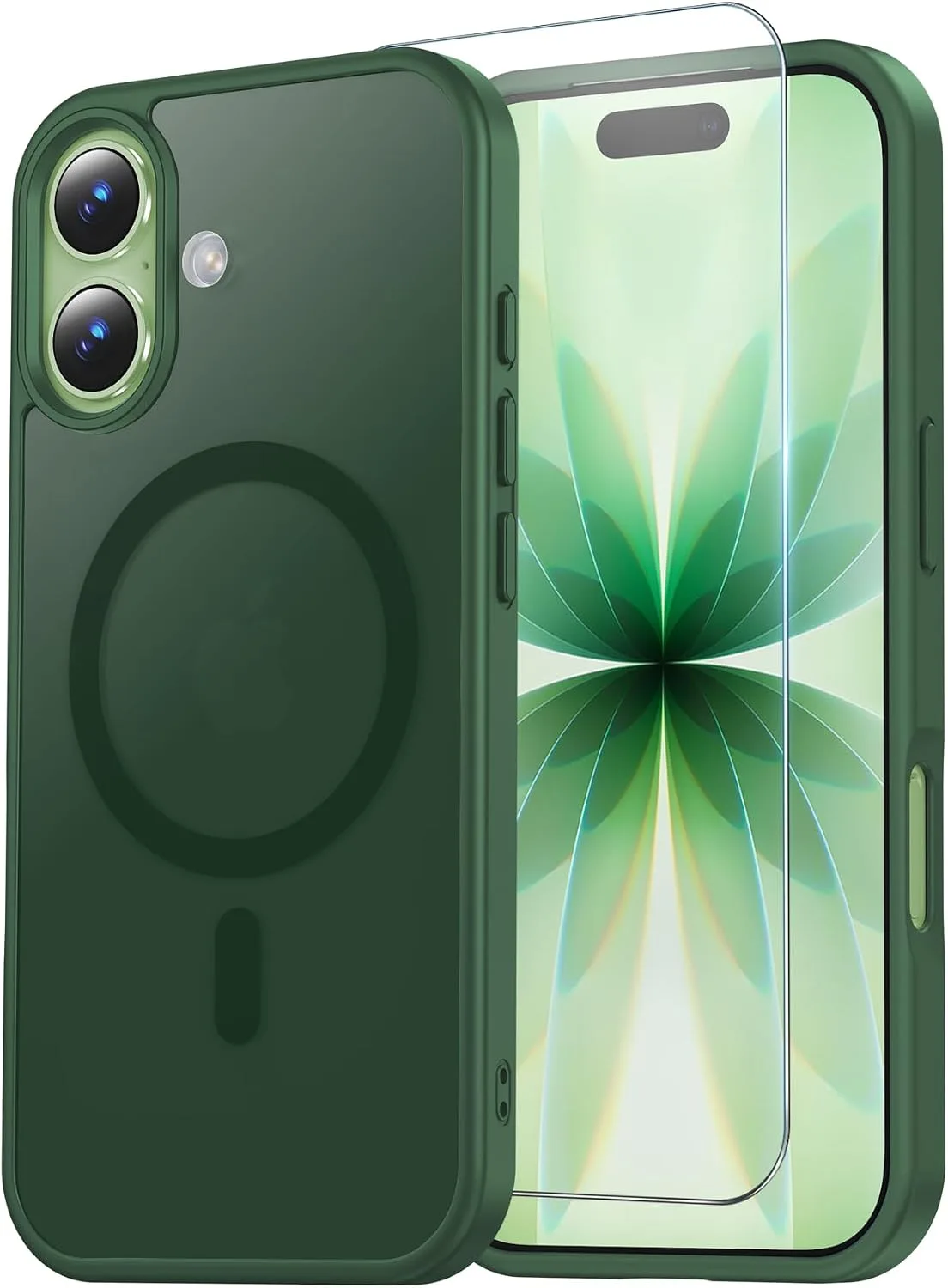 Funda para iPhone 15 Temdan con protector de pantalla Verde Alpino