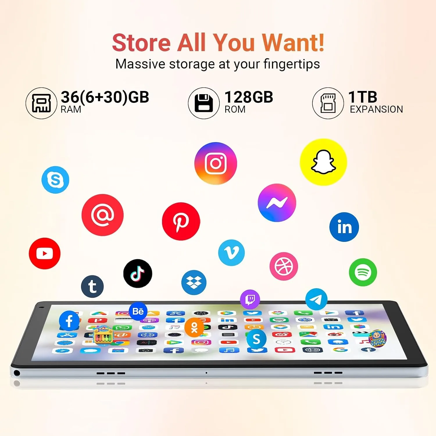 URAO Tablet,10.1" Android 16 Tablet Octa-core 36GB+128GB Dual Camera