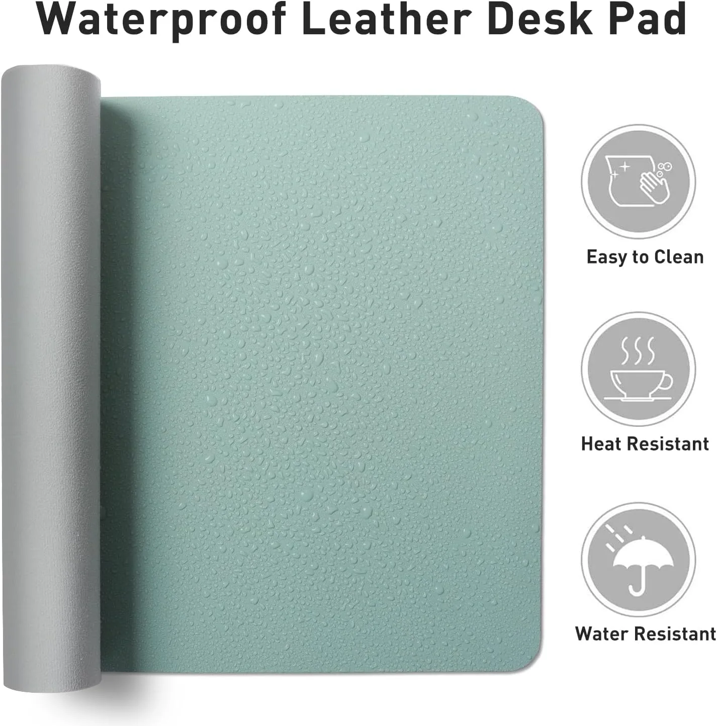 Aothia Leather Desk Pad Protector, Mouse Pad, Office Desk Mat, Non-Slip PU Leather Desk Blotter, Laptop Desk Pad, Waterproof Desk Writing Pad for Office and Home (23.6" x 13.7", Light Blue)