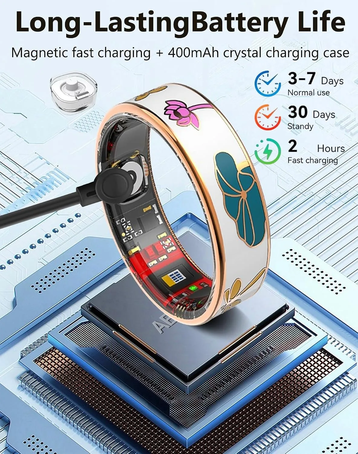 Smart Ring for Women Fitness Tracker,Waterproof Health Rings for Women(8#)