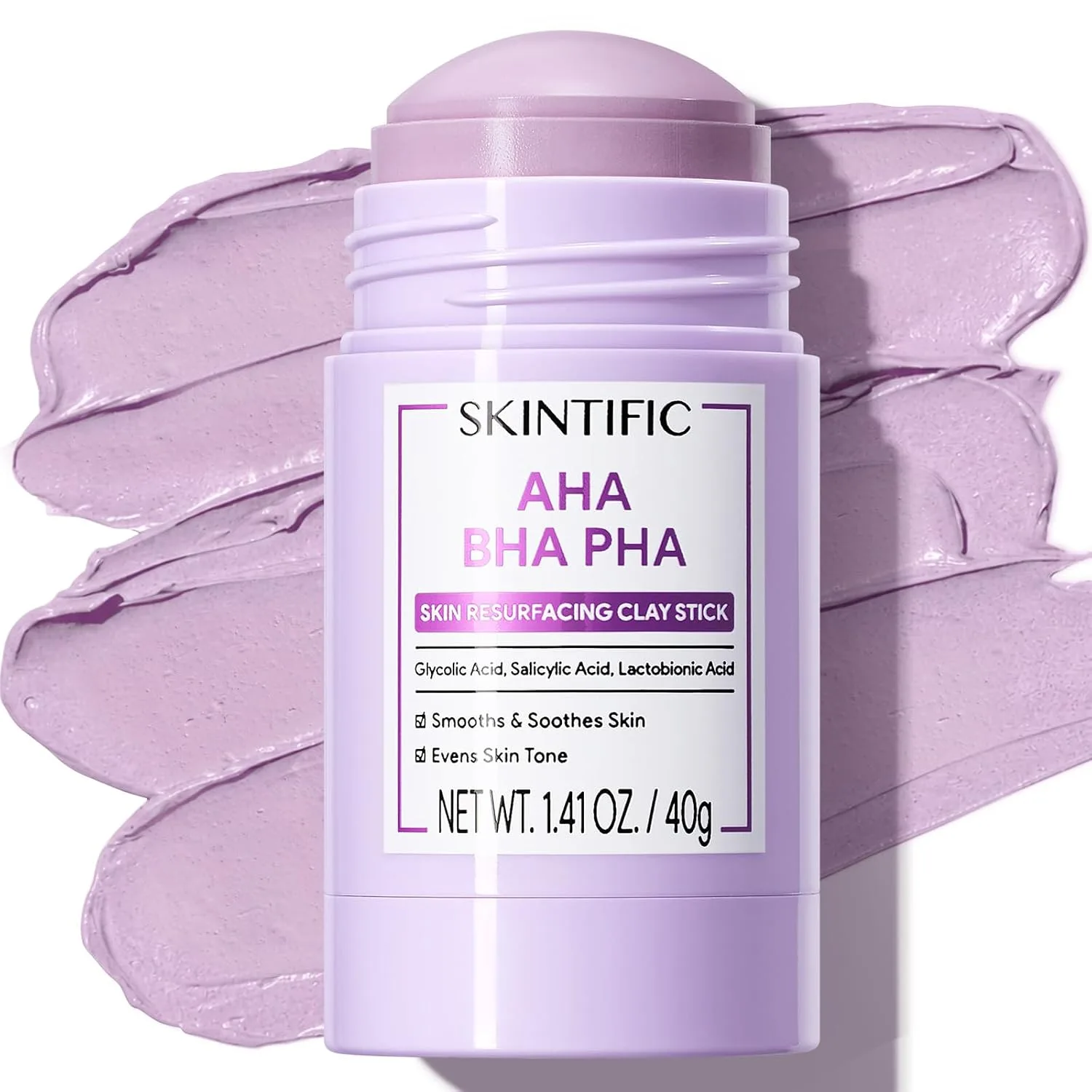 SKINTIFIC Exfoliating Clay Mask Stick with AHA BHA PHA & Glycolic Acid