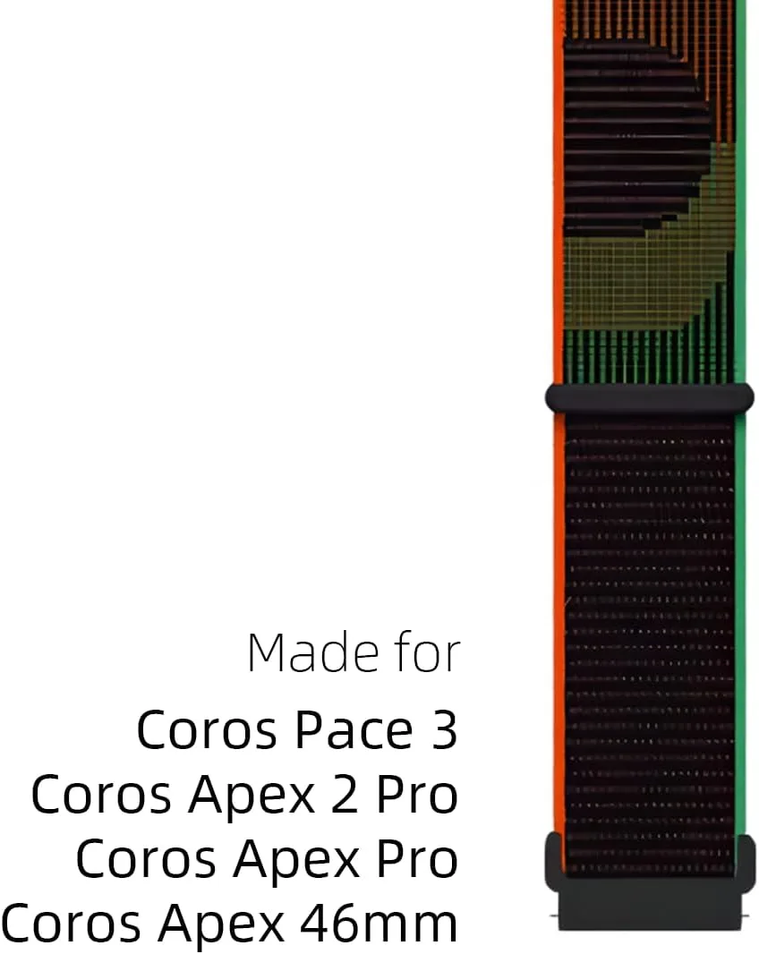 BlackPro Compatible with Coros Pace 3/Apex 2 Pro/Apex Pro/Apex 46mm Watch Band, Hook&Loop Nylon Breathable Sport Strap for Men Women