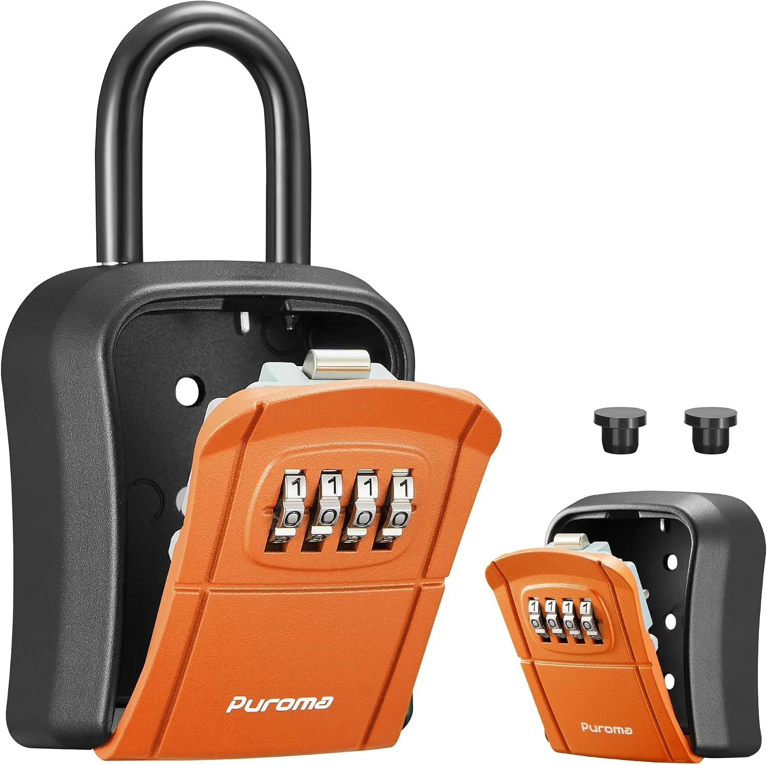 Puroma Key Lock Box Outdoor 4 Digit Code Combination Lockbox House 1 Orange