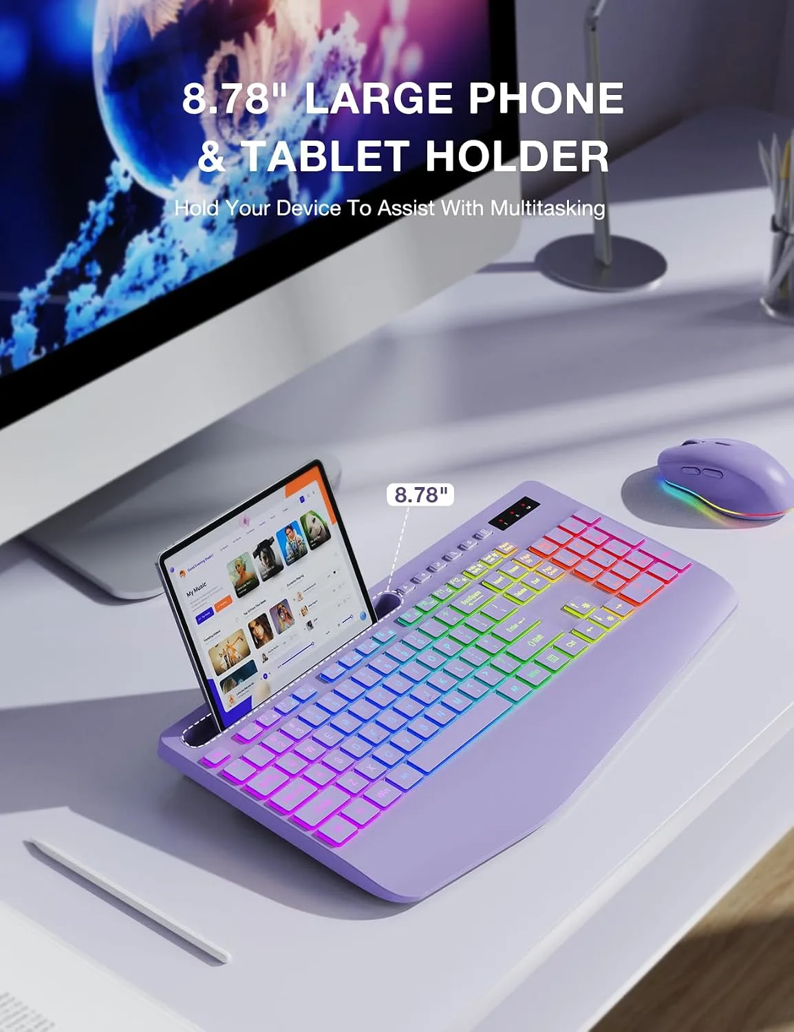 SABLUTE Wireless Keyboard and Mouse Combo, 9 Backlit Effects, RGB, 2.4GHz