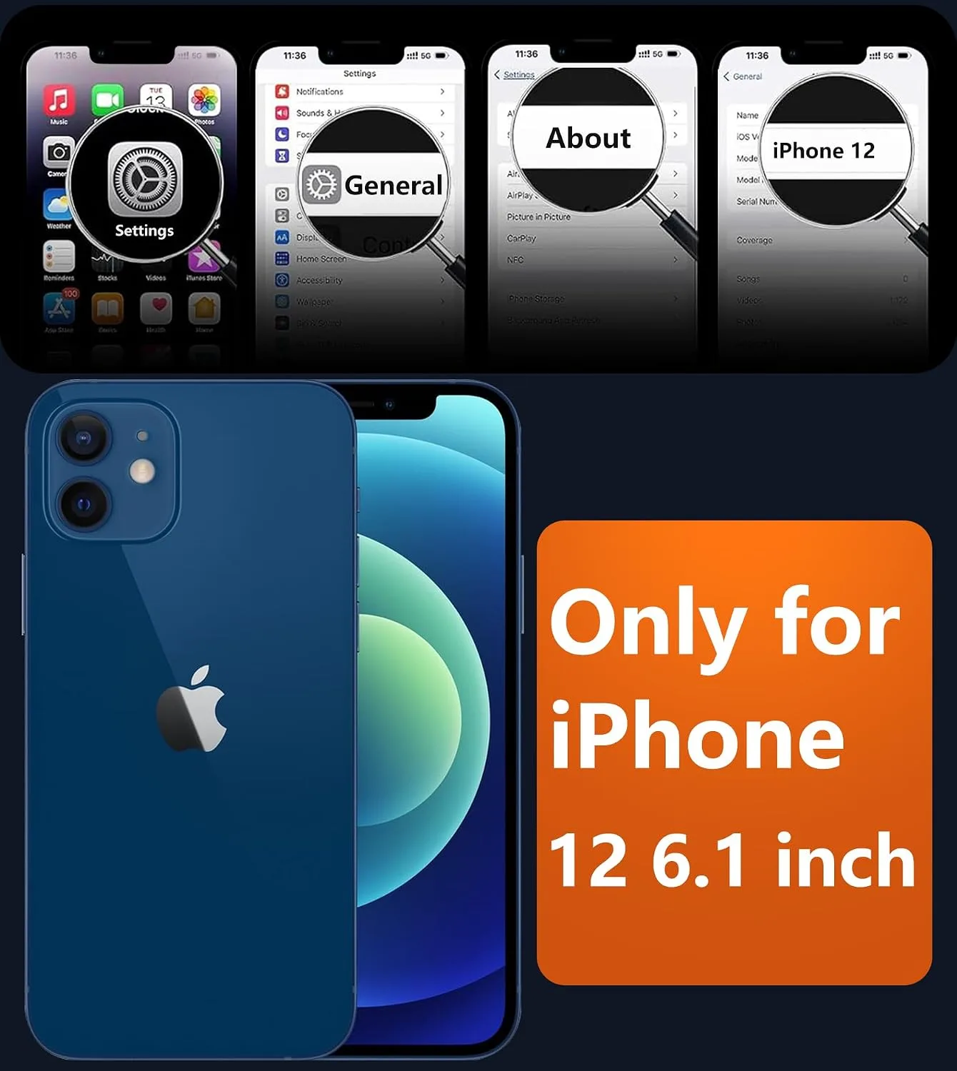 FNTCASE for iPhone 12 / iPhone 12 Pro Case Fit for MagSafe Blue