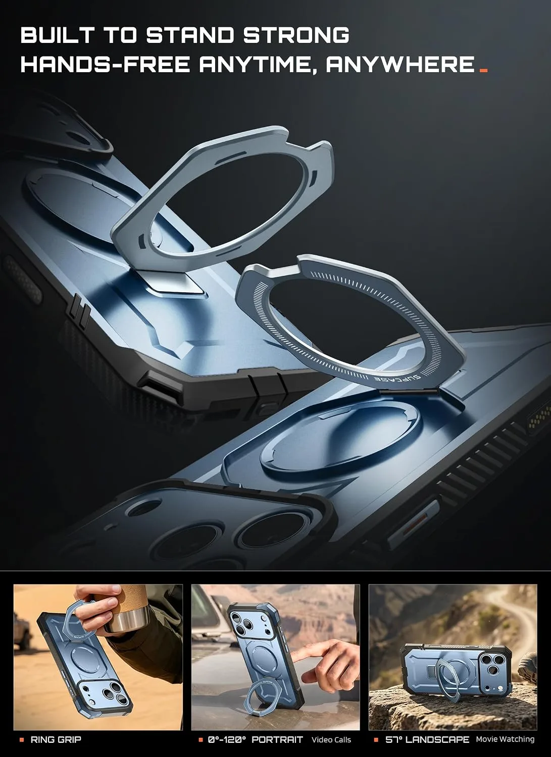 SUPCASE for iPhone 18 Pro Case / 17 Pro Case with Stand, Glacier