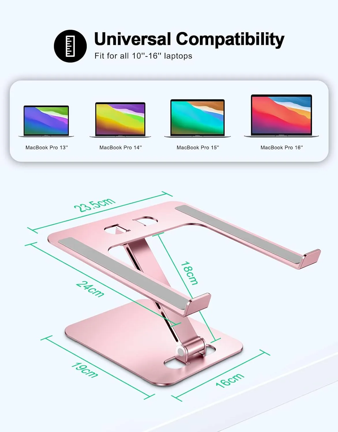 RIWUCT Aluminum Alloy Laptop Stand for Desk, Foldable Laptop Riser Holder