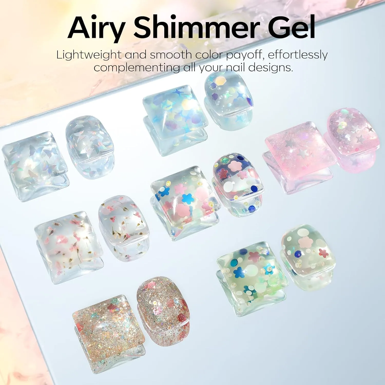 modelones Gel Nail Polish Set Glitter 6Colors Pink Blue
