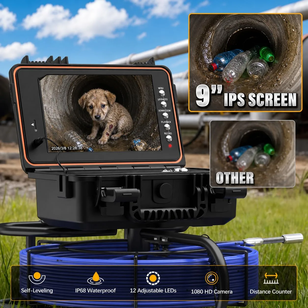 Sewer Camera, 165ft Drain Inspection Borescopes Snake for Homeowner