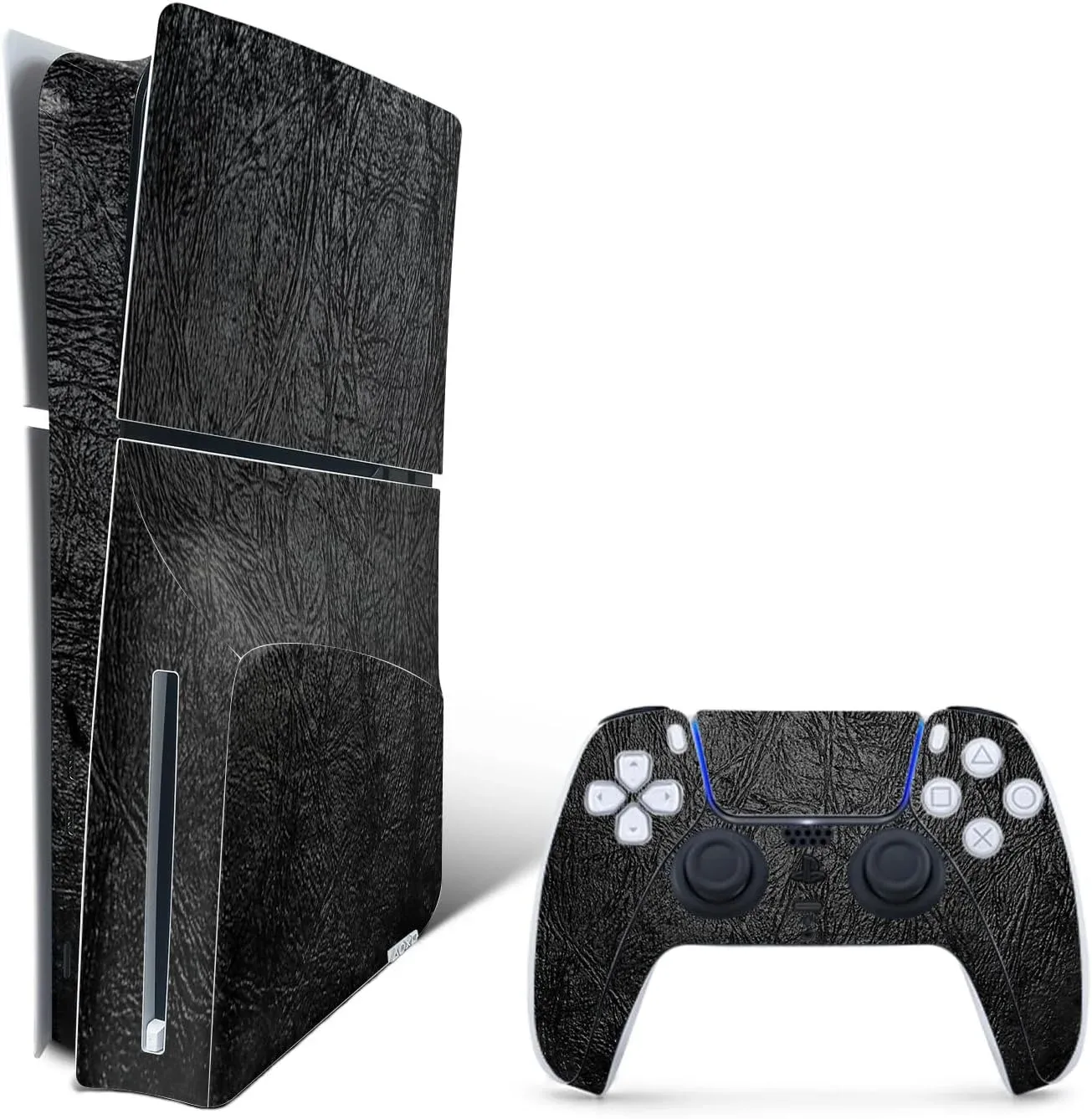 MightySkins Skin Compatible with Playstation 5 Slim Disk Edition Bundle - Black Leather | Protective, Durable, and Unique Vinyl Decal wrap Cover | Easy to Apply | Made in The USA
