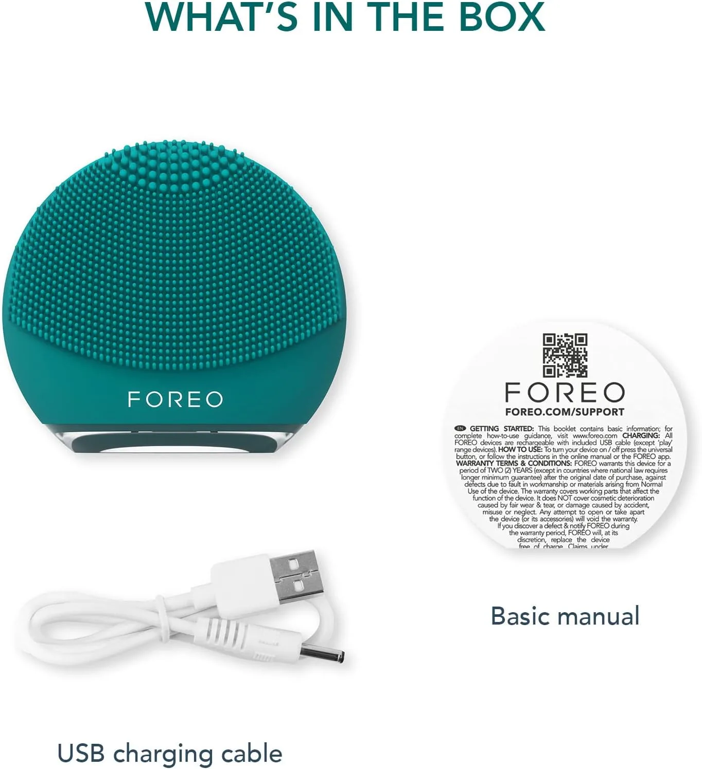 FOREO Luna 4 go Facial Cleansing Brush & Firming Face Massager, Evergreen