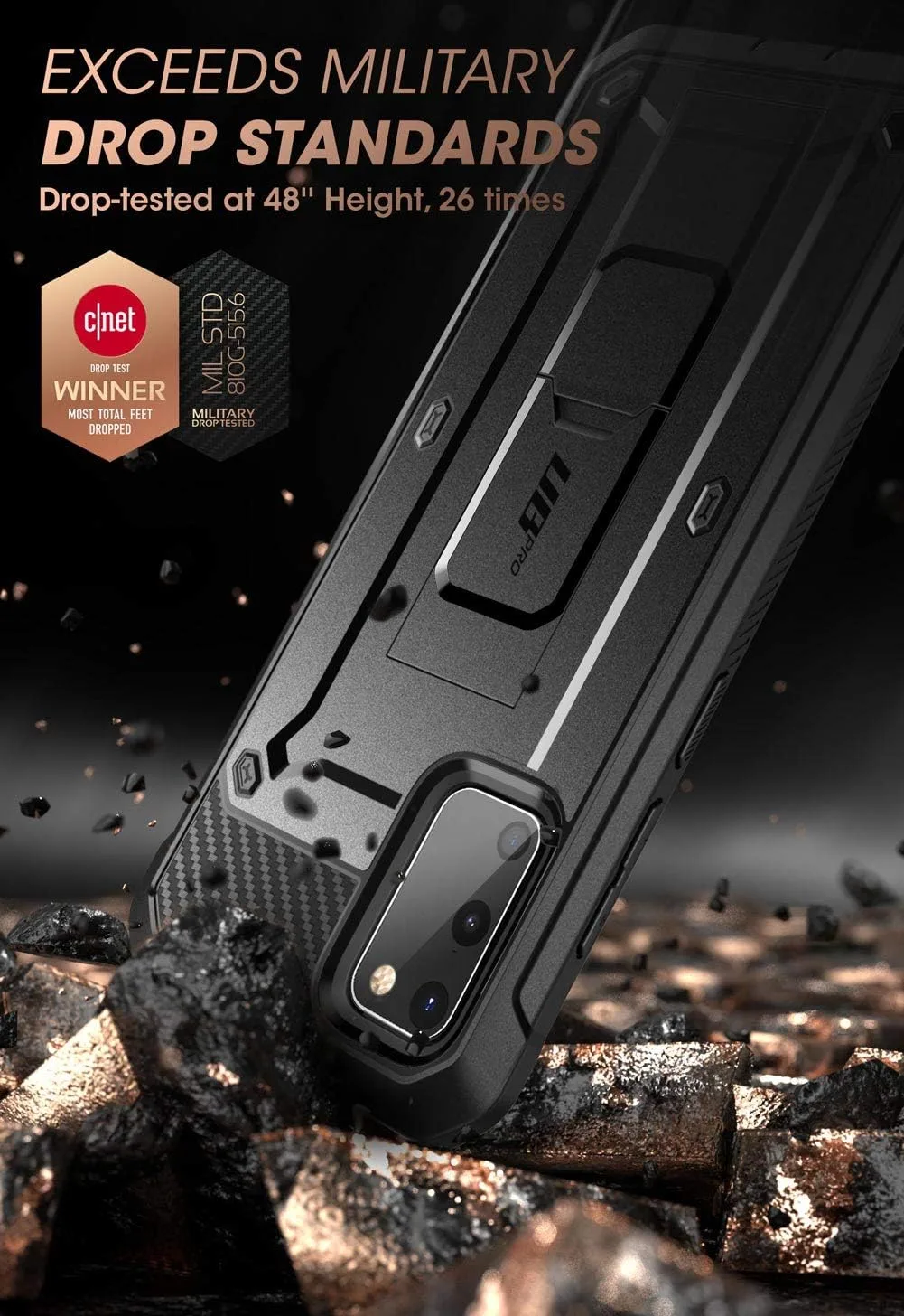 SUPCASE for Galaxy S20 FE Case with Built-in Screen Protector, Black