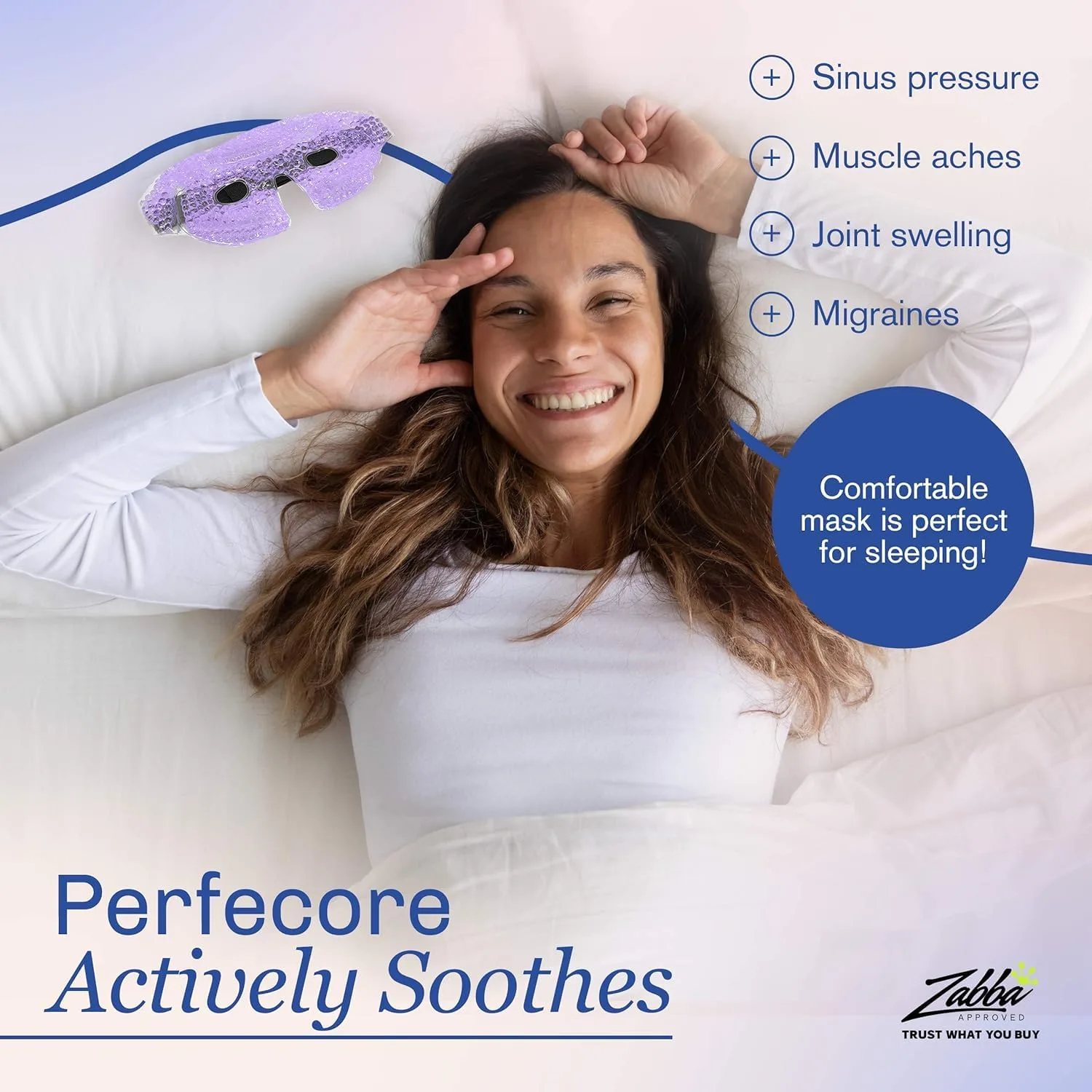 Cooling Gel Eye Mask Cold Compress for Puffy Eyes, Dark Circles, Headaches, Purple