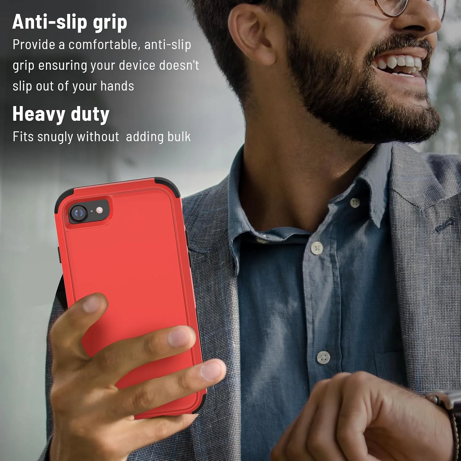 X-belmox Heavy Duty Phone Case for iPhone SE 3rd Generation 4.7", Red/Black