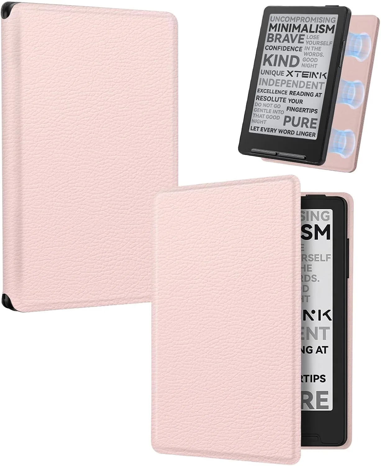 CoBak Magnetic Case for XTEINK X3 eBook Reader, 3.7" Ultra-Lightweight PU Leather Cover(Pink)