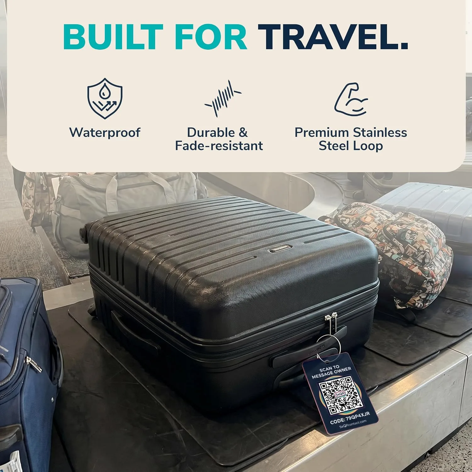 Smart Luggage Tags | Privacy QR Code Tags for Travel Suitcases, 2-Pack