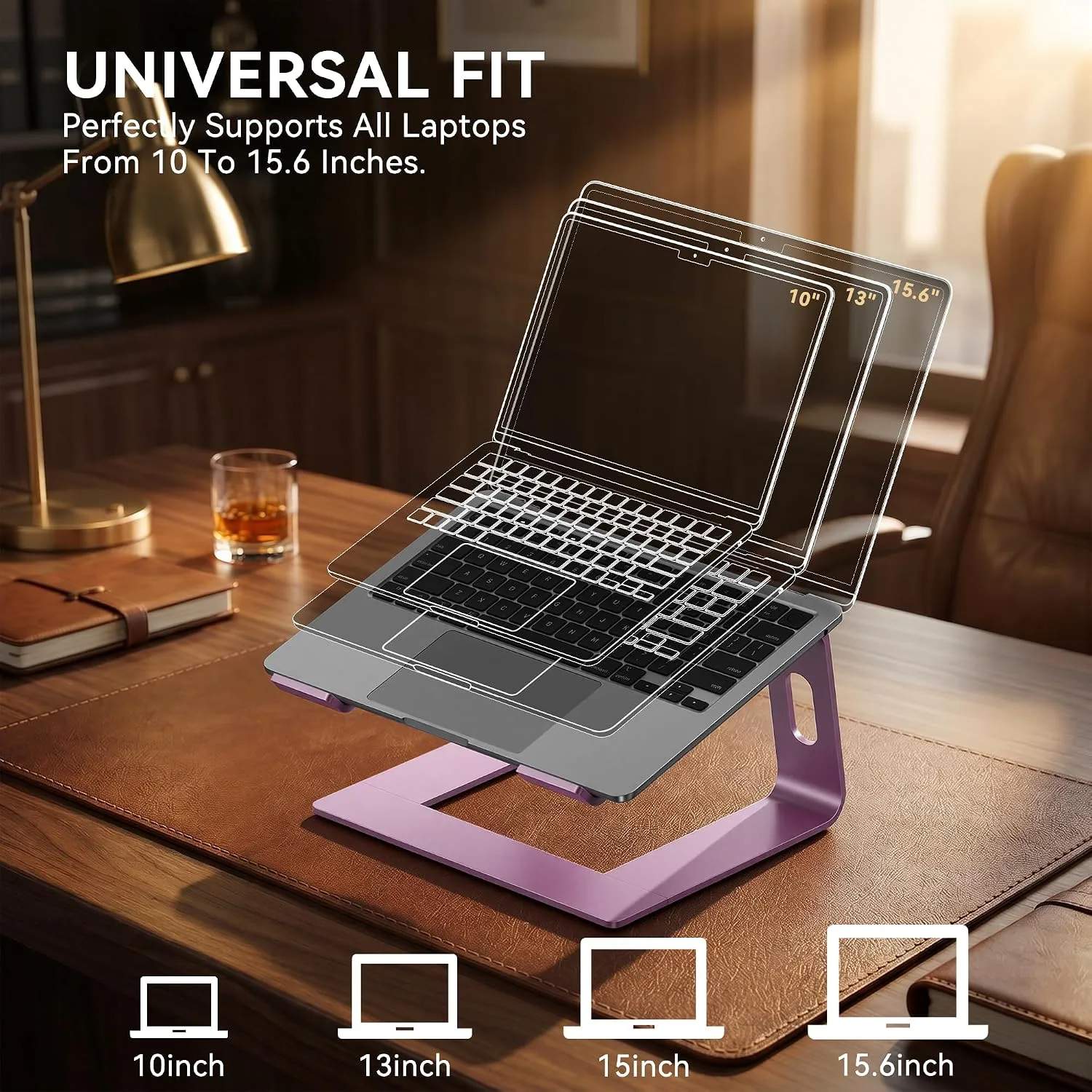 SOUNDANCE Laptop Stand, Aluminum Ergonomic Desk Riser, 10-15.6", Pink
