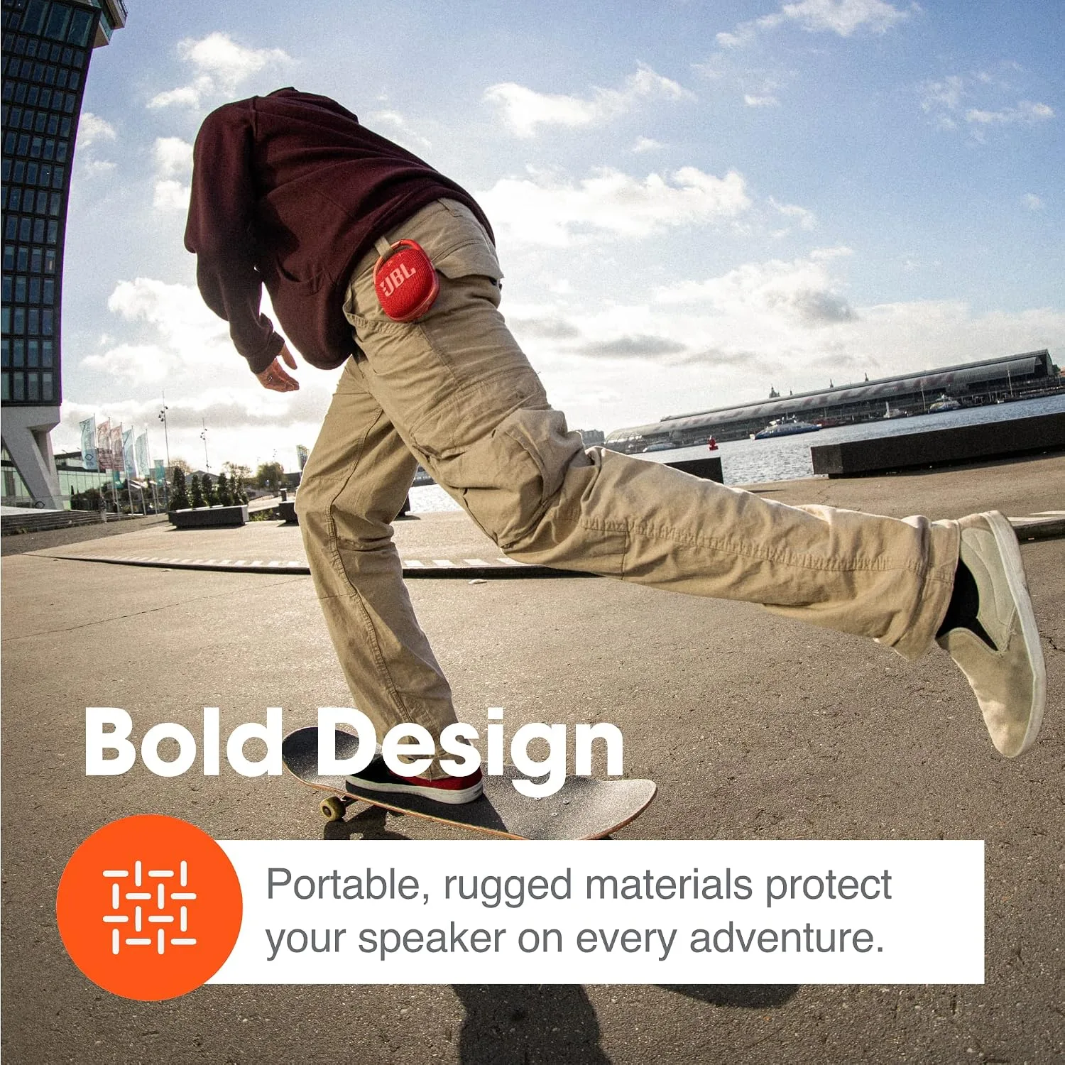 JBL Clip 4, Orange - Portable Bluetooth 5.1 Speaker - Up to 10 Hours of Play - Waterproof & Dust Resistant - Includes Noise & Echo-Canceling Speakerphone