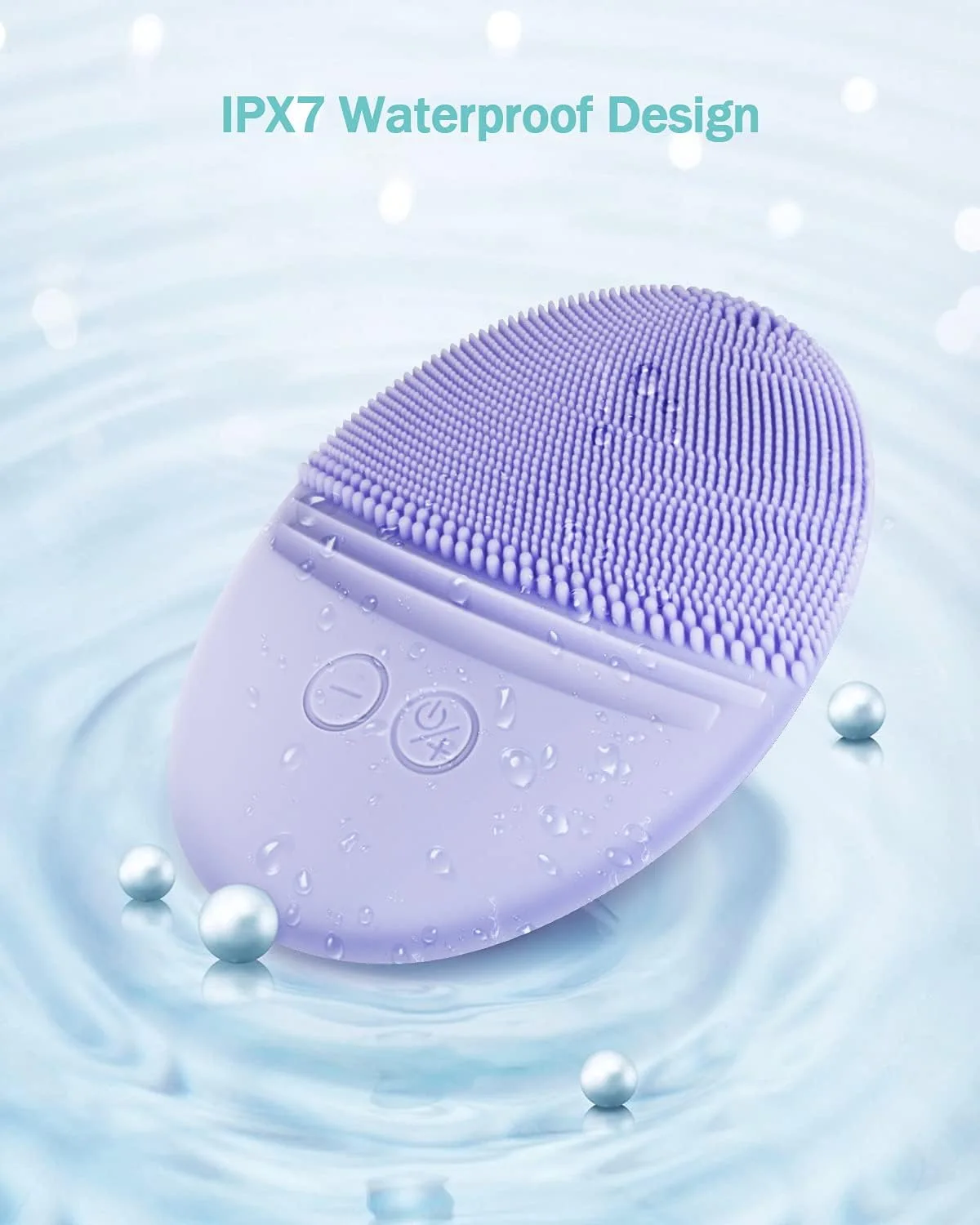 EZBASICS Silicone Facial Cleansing Brush, IPX7 Waterproof, Violet