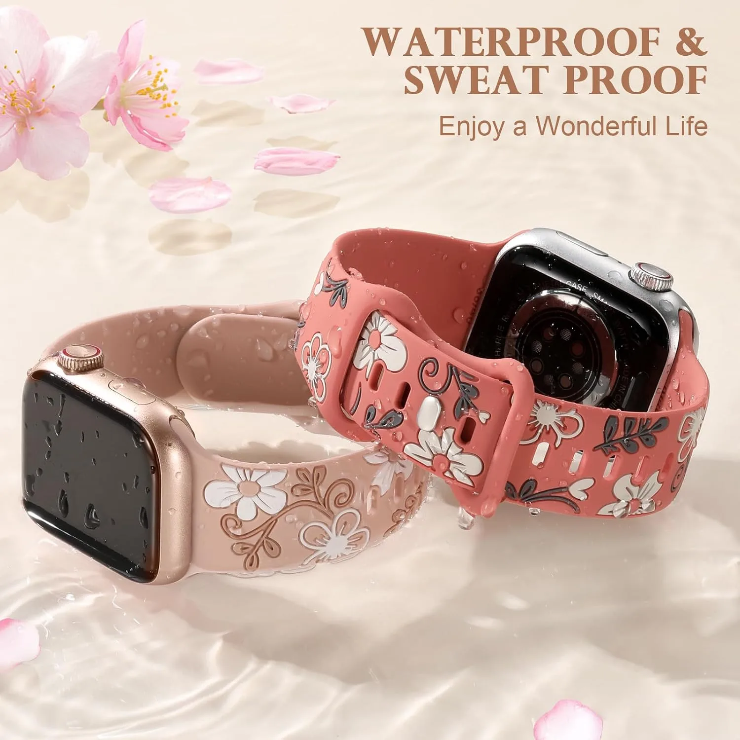 Witzon Floral Silicone Band Compatible with Apple Watch Bands For Women