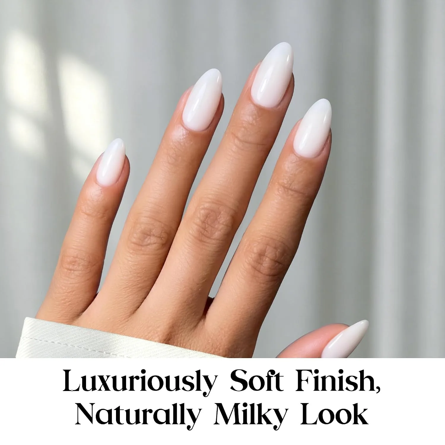 Beetles Milky White Press on Nails Short Almond Fake Nails 160PCS DIY