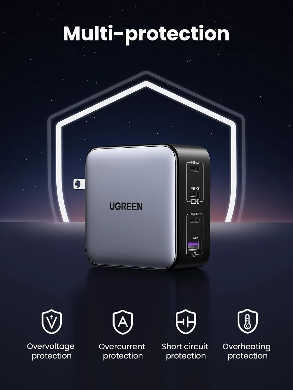 UGREEN Nexode 100W GaN USB C Charger, 4-Port Fast Laptop Charger