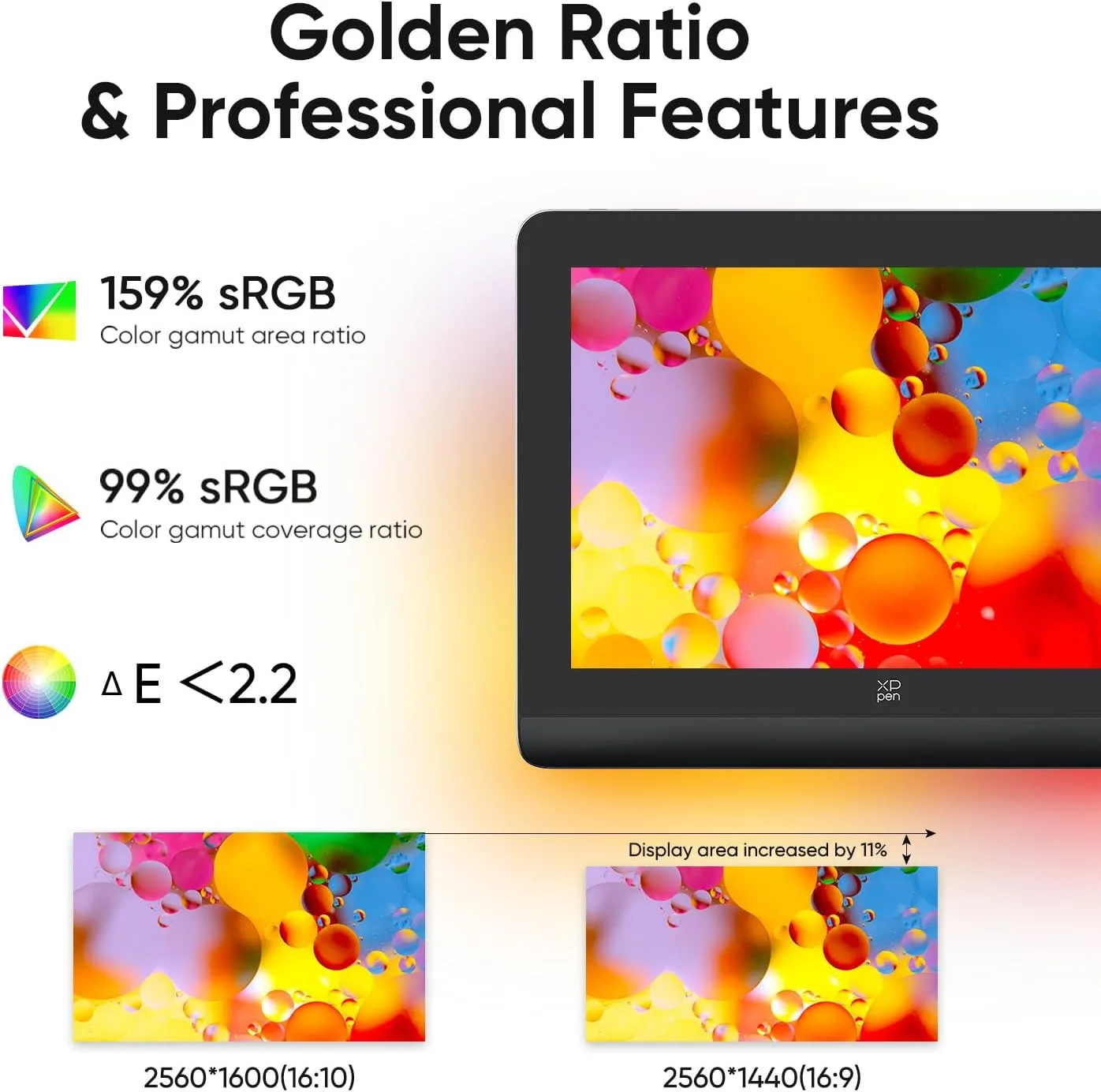 XPPen Artist Pro 16 Gen2 2.5K 16 inch QHD Drawing Tablet with Full Laminated Anti-Glare Screen 16384 Pressure Levels X3 Pro Battery-Free Stylus 159% sRGB Tilt Graphic Drawing Tablet with Mini Keydial