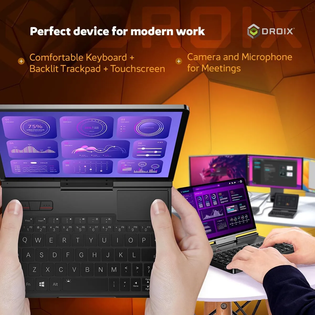 GPD Pocket 4: Mini Laptop with AMD Ryzen 7 8840U CPU, Radeon 780M GPU, 16GB LPDDR5X RAM, 2TB PCIe Gen4 SSD, 8.8 Inch 2.5K 144Hz Display, Wi-Fi 6E, Bluetooth 5.3, Modular AI Handheld PC