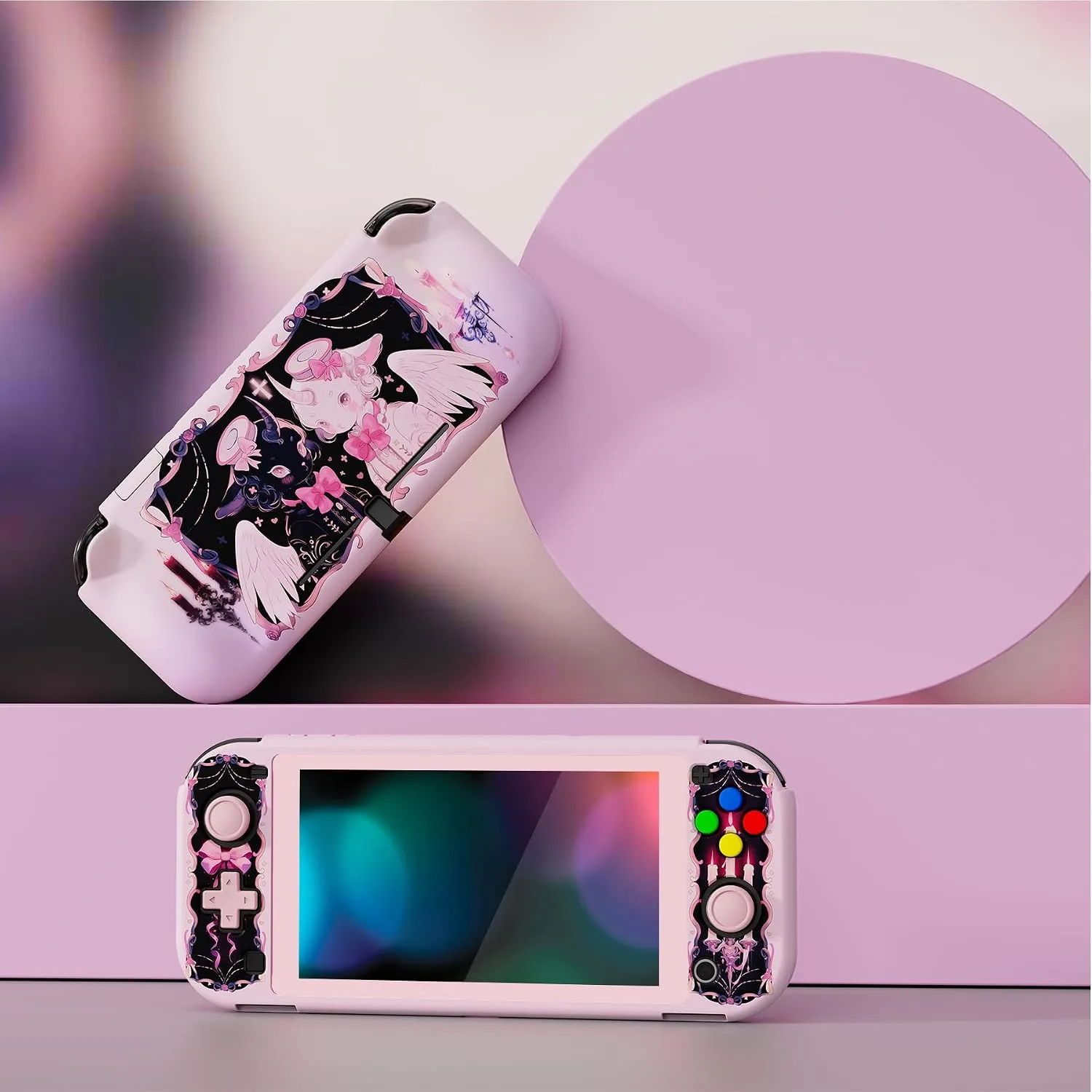 PlayVital ZealProtect Halloween Protective Case for Nintendo Switch Lite, Ergonomic Grip Cover - Durable Comfort Anti-Slip Anti-Scratch with Screen Protector & Thumb Grip Button Caps, Darkling Sheep