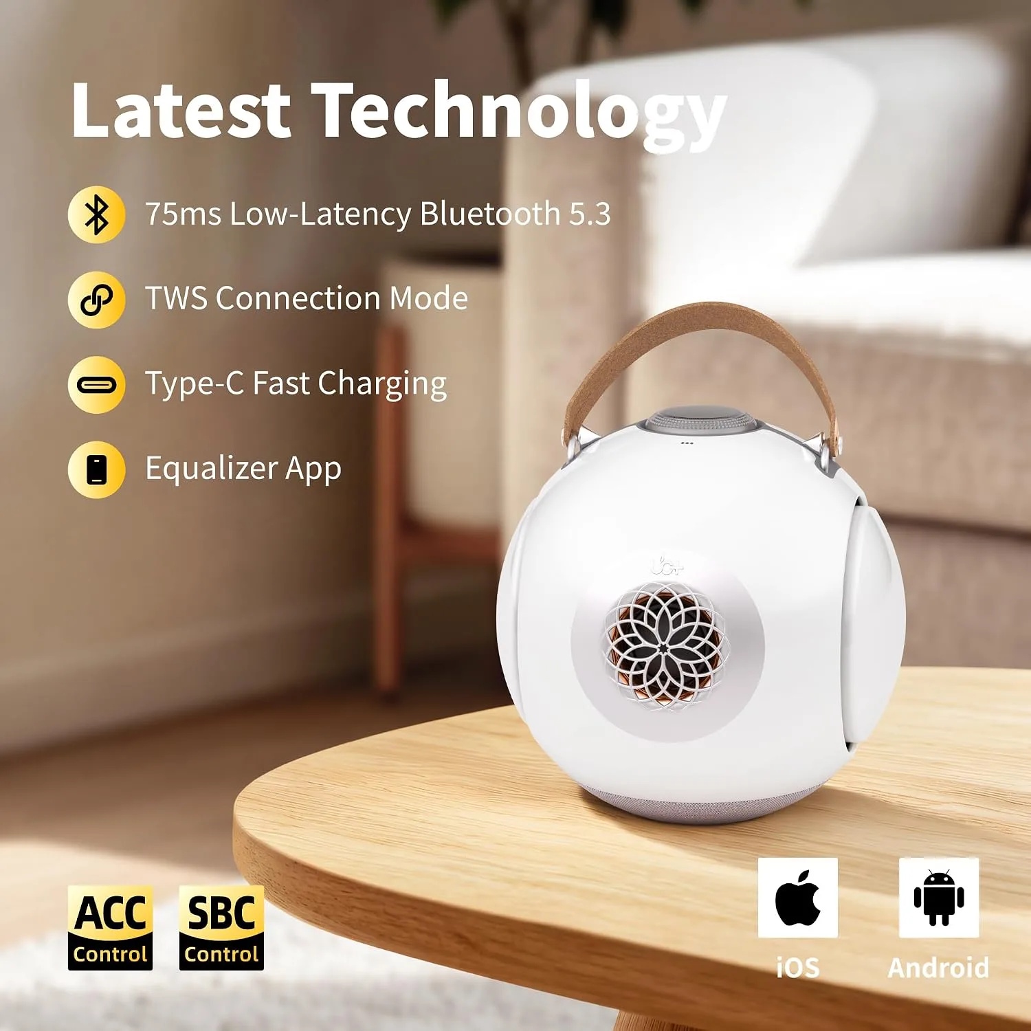 UB+ dB1 doubleBASS Waterproof Bluetooth Speaker White | 40W Hi-Fi Sound with Deep Bass, 20H Playtime, IPX5 & TWS Pairing (Glossy White with Tripod)
