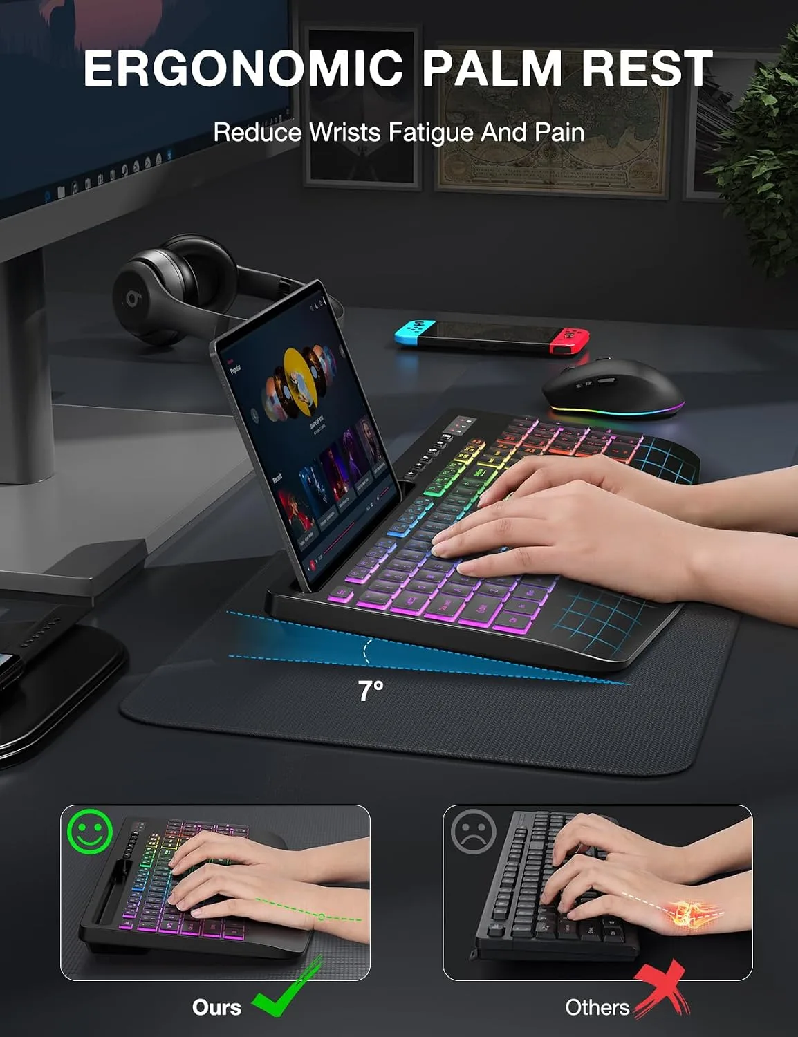 Wireless Keyboard and Mouse Combo - 9 Backlit Effects, RGB, 2.4G Lag-Free