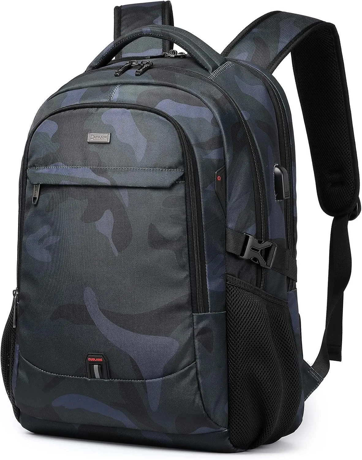 Mochila para laptop Duslang 17 pulgadas con puerto USB y diseño camuflado verde