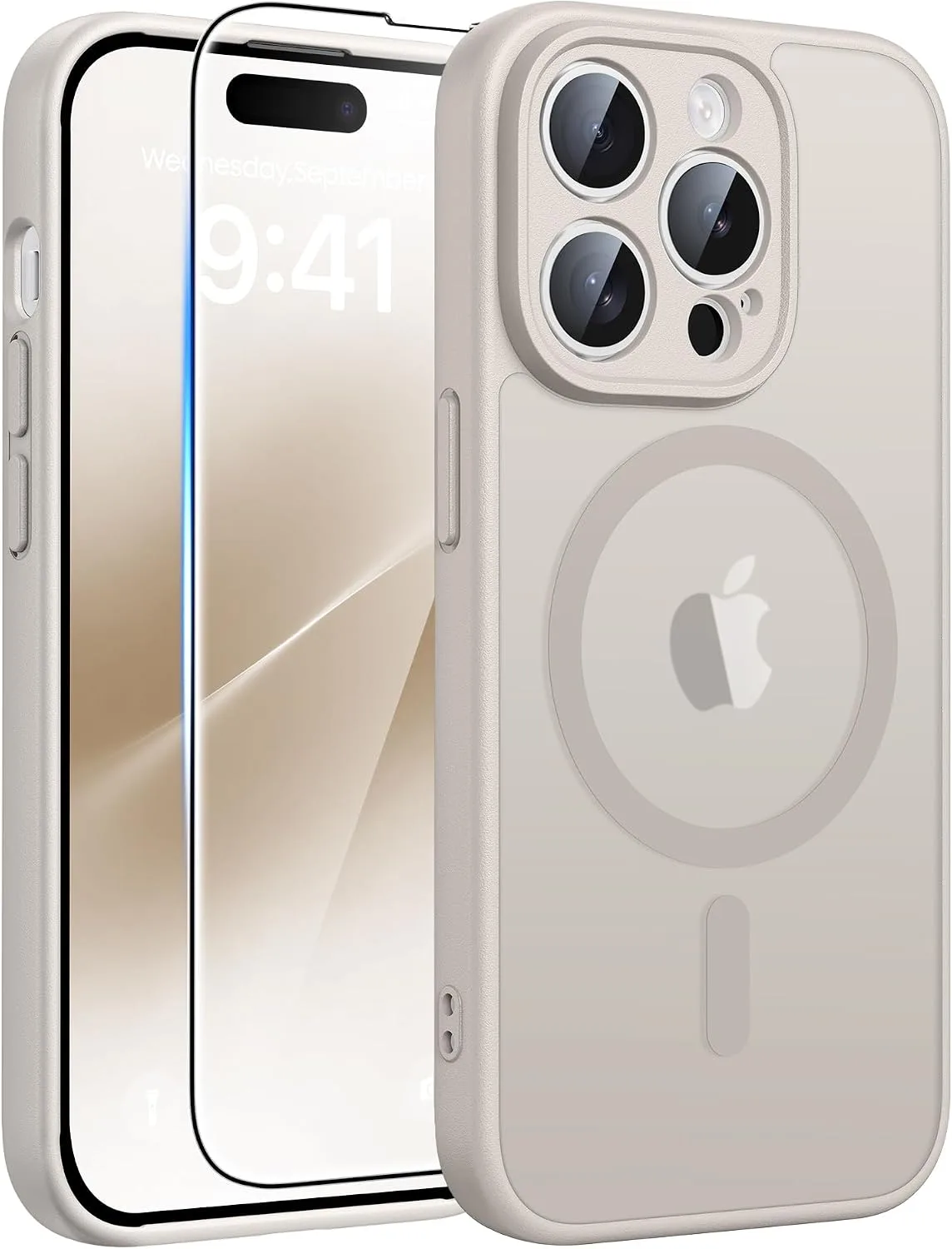 FNTCASE for iPhone 14-Pro Case Fit for MagSafe Off White