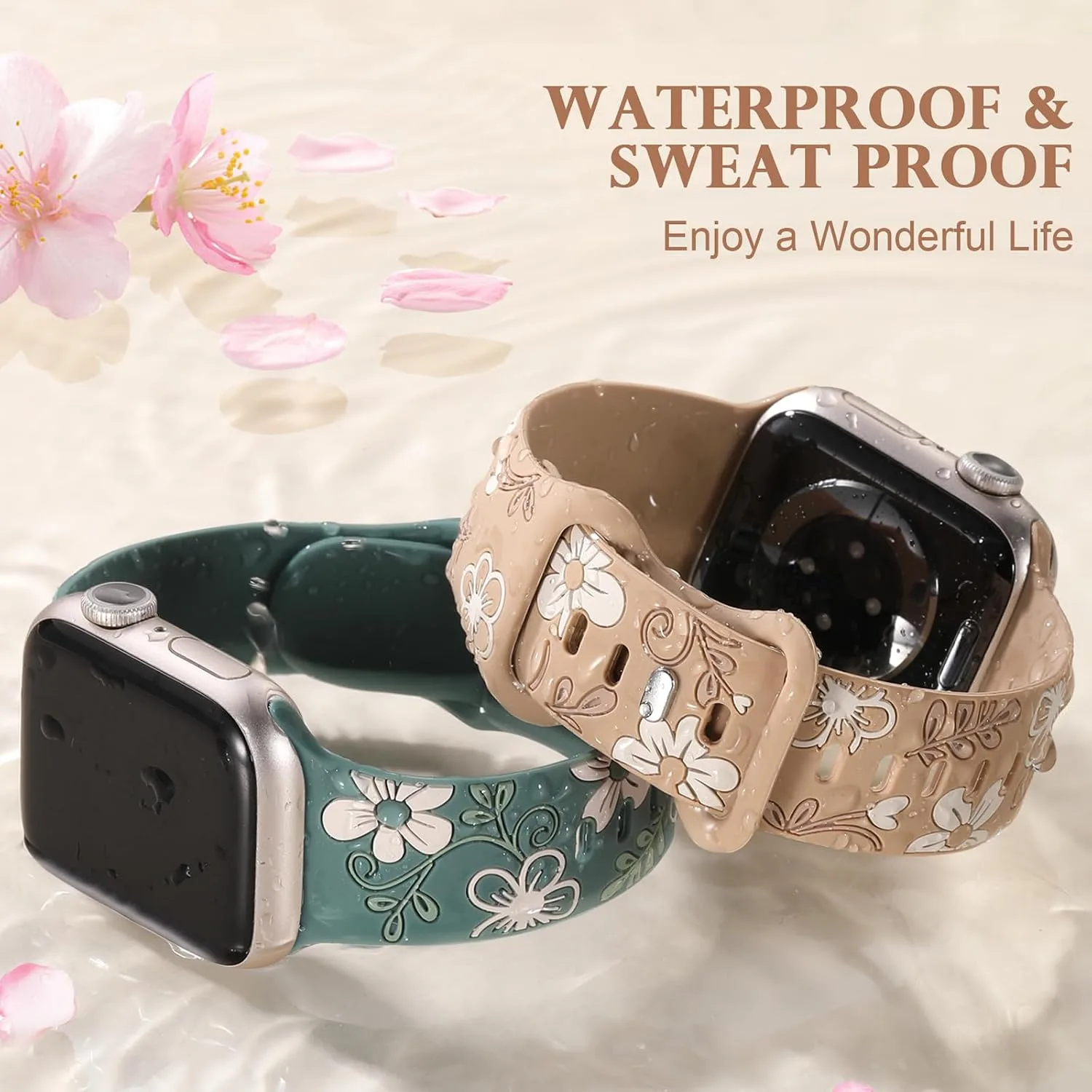 Witzon Floral Silicone Band Compatible with Apple Watch Bands For Women