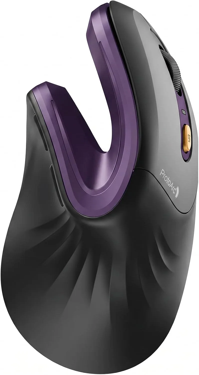 Mouse ergonómico inalámbrico ProtoArc EM11 NL recargable negro púrpura