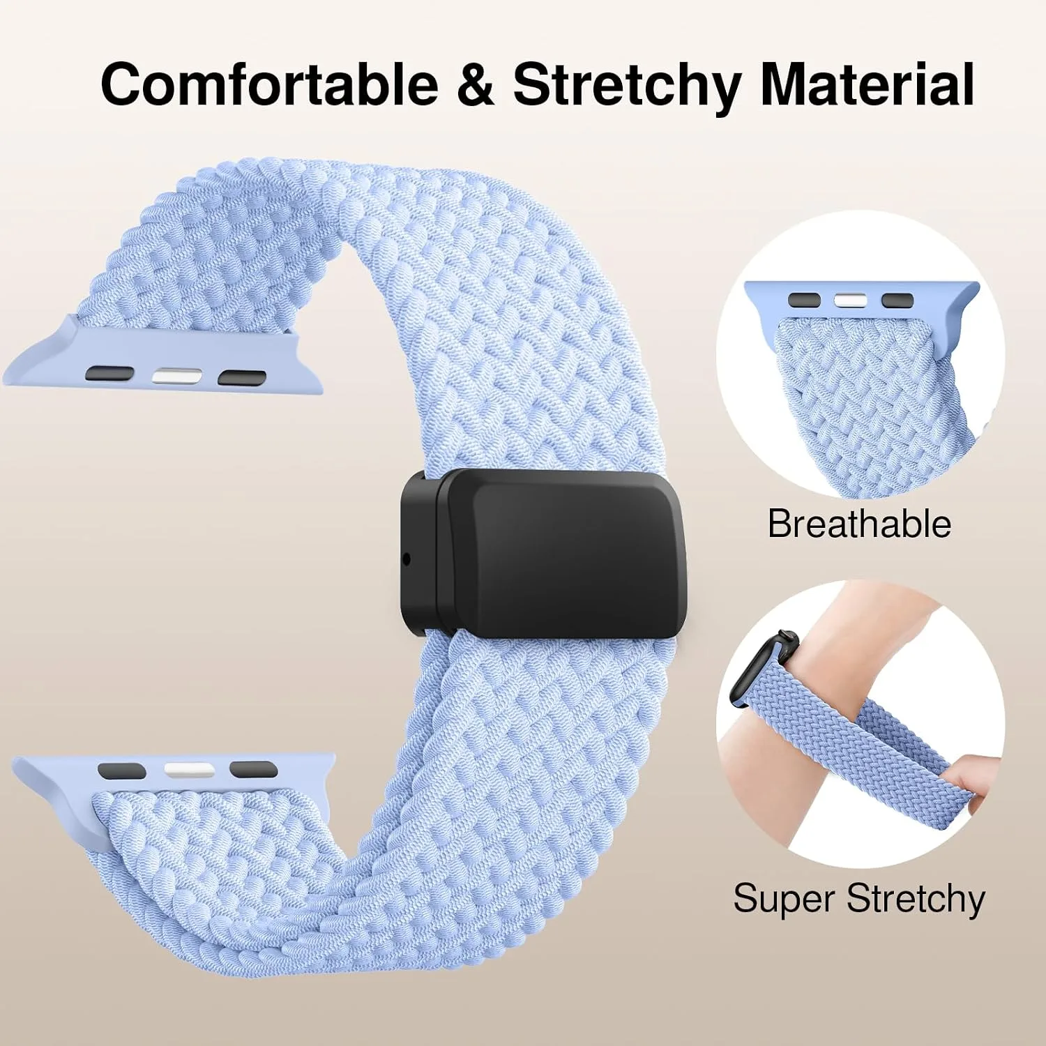 Braided Stretchy Magnetic Sport Band for Apple Watch Bands for Women Men