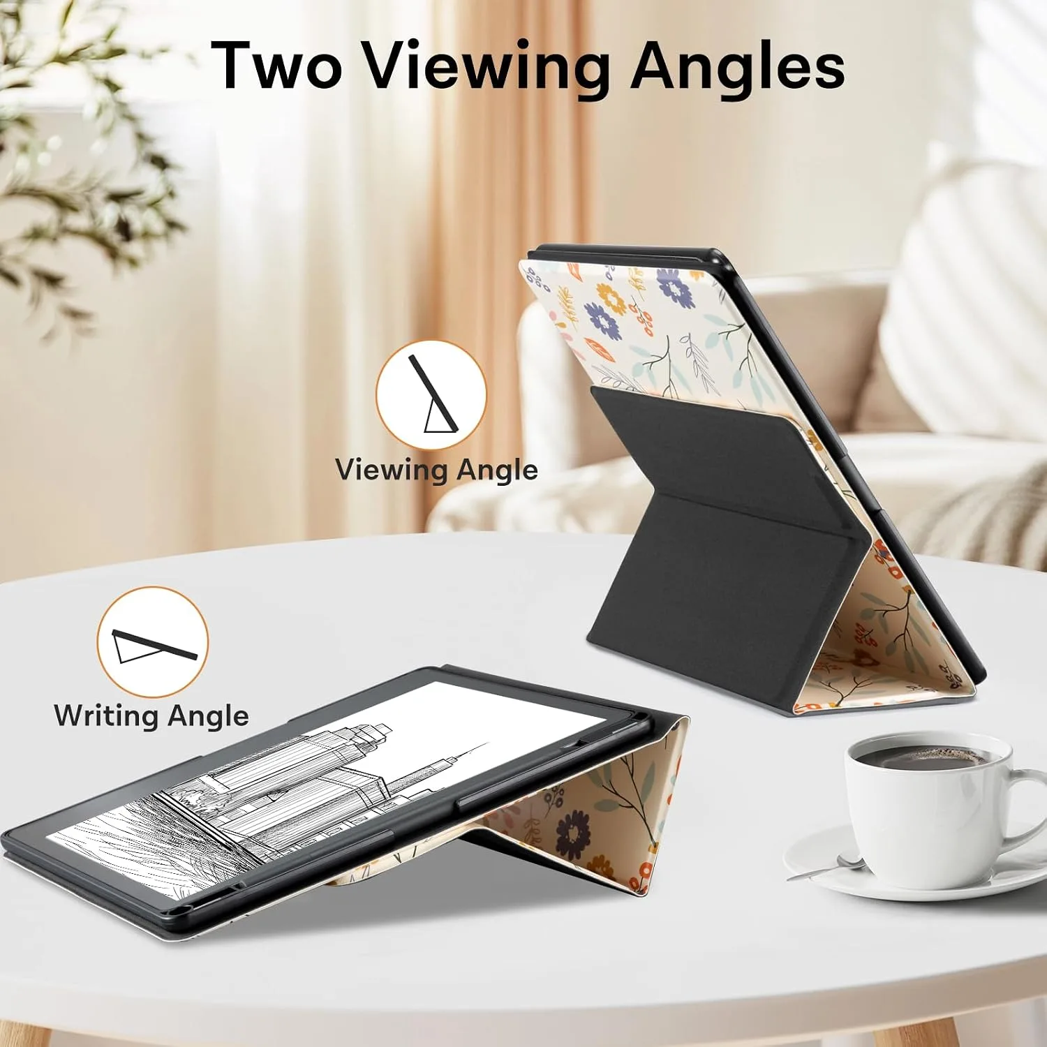 CoBak Stand Case for TCL - Premium Folio Leather Cover with Pen Holder, Auto Sleep/Wake - Compatible with 10.2 Inch eBooK Reader