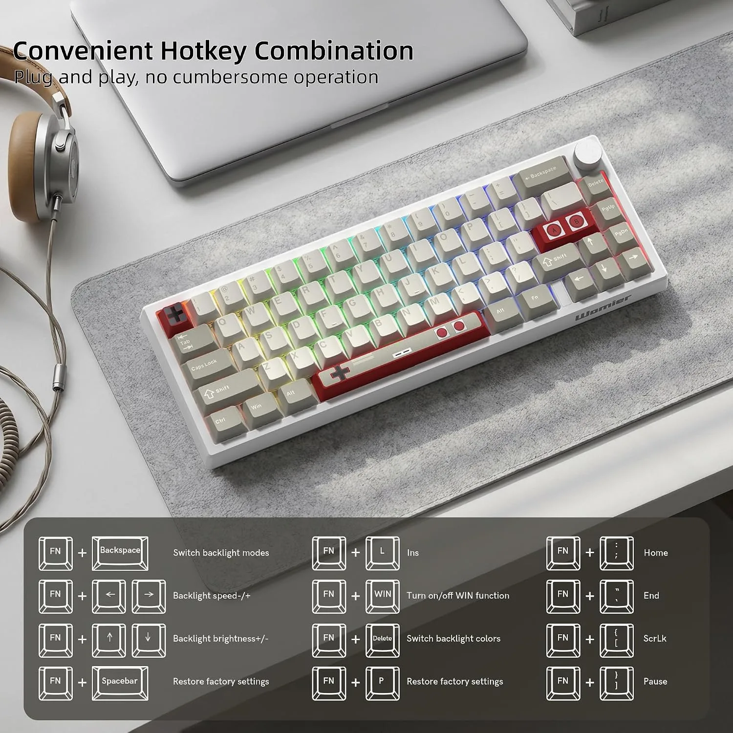 Womier VK66 PRO 60% Mechanical Keyboard, Wired PC Gaming Keyboard