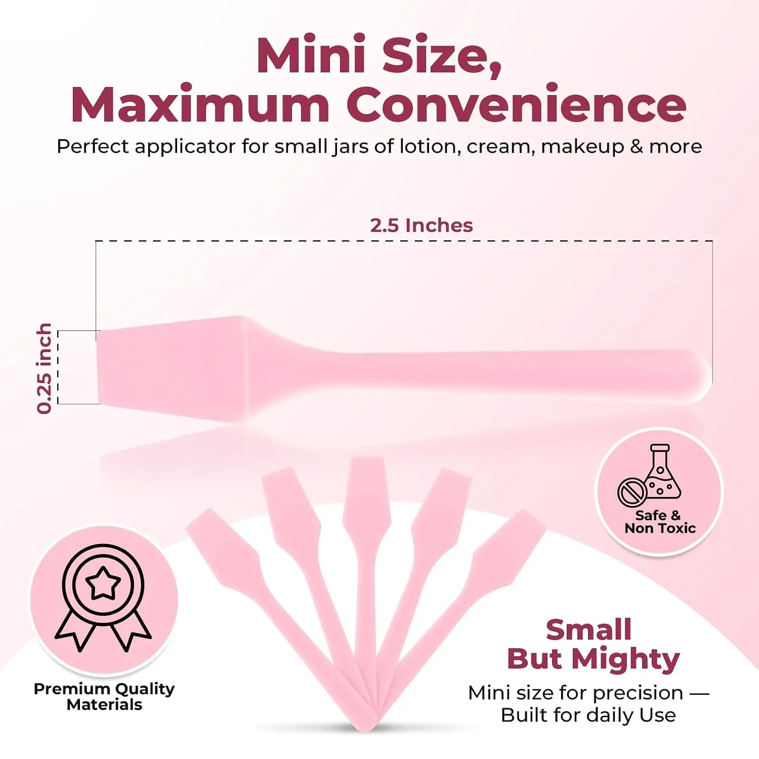 Kopperko Cosmetic Spatulas, 2.5 Inch, 100 Pack, Pink