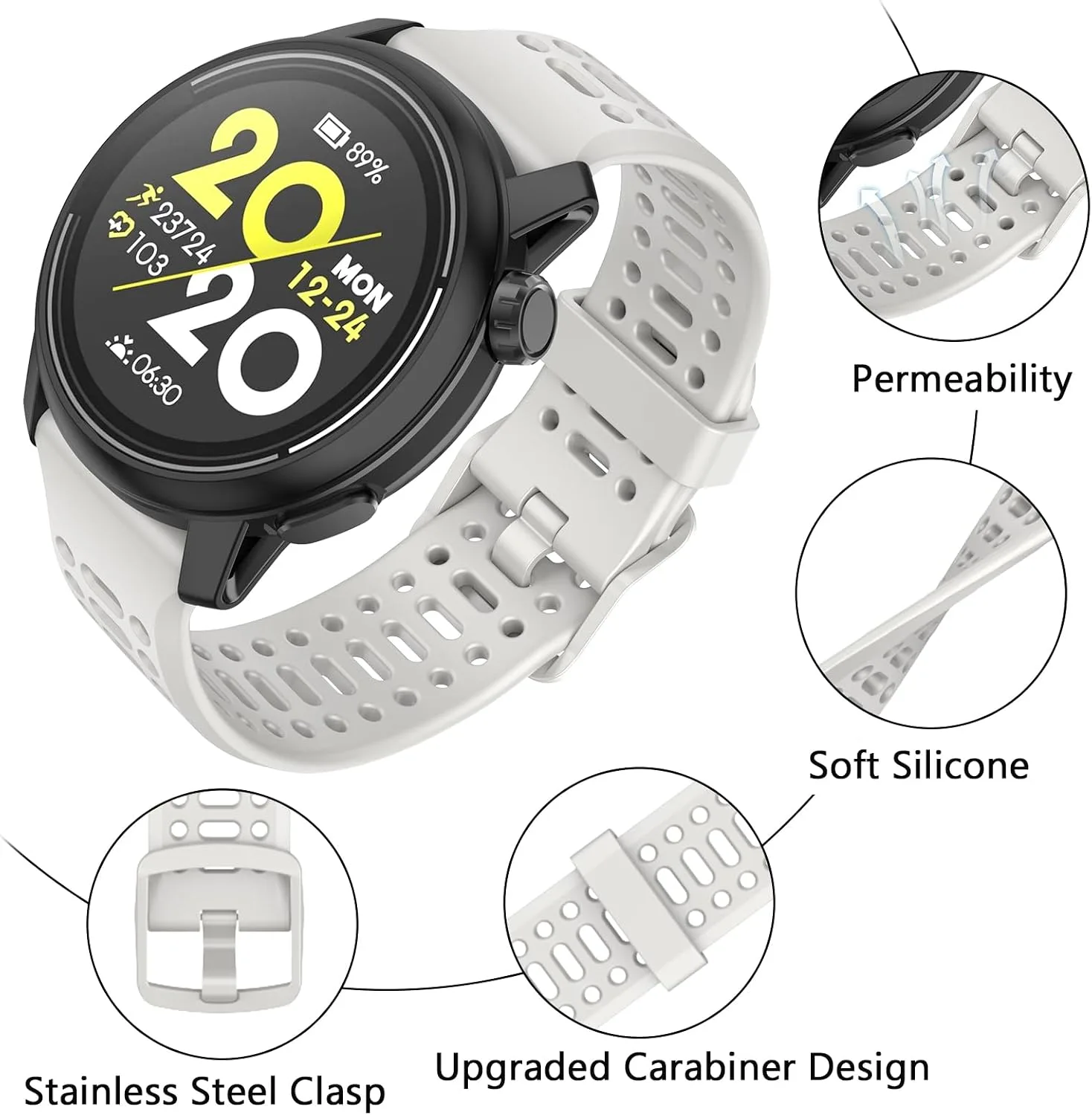 Compatible with COROS Pace 3 Watch Band, 22mm Quick Release Sports Silicone Watch Band Breathable Wristband Strap Women Men Strap for COROS APEX 2 Pro/APEX 46mm/APEX Pro