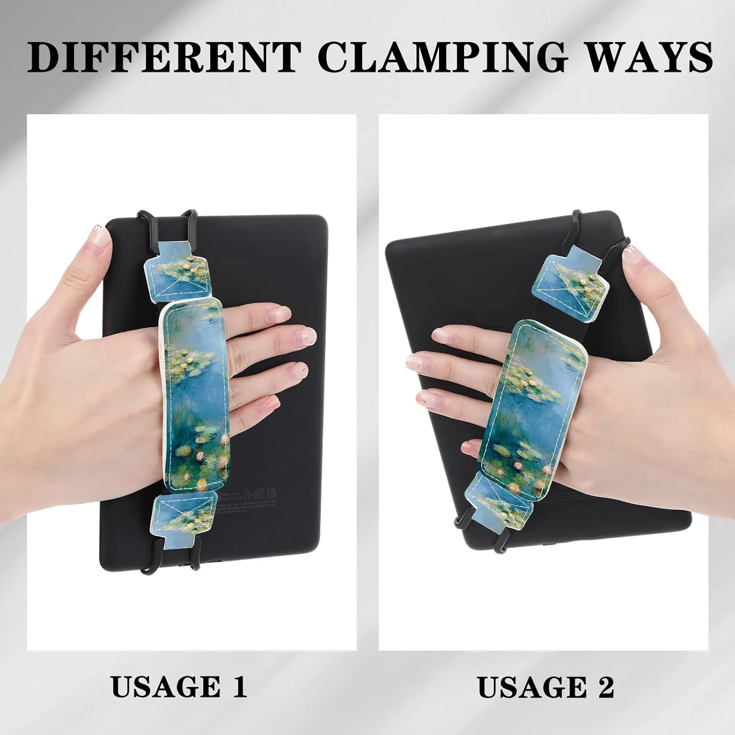 Hand Strap Holder for Kindle - Finger Grip for 6-7.5" Paperwhite 12th/11th Generation/Kobo/Lenovo/Sony Ereaders E-Book Tablet Waterlily Flowers Floral High Elasticity Reading Accessories