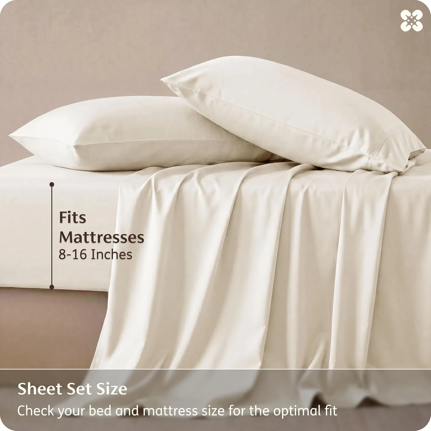 Bedsure PureWoven 100% Rayon Derived from Bamboo, Full Size Sheets, 4 PCS