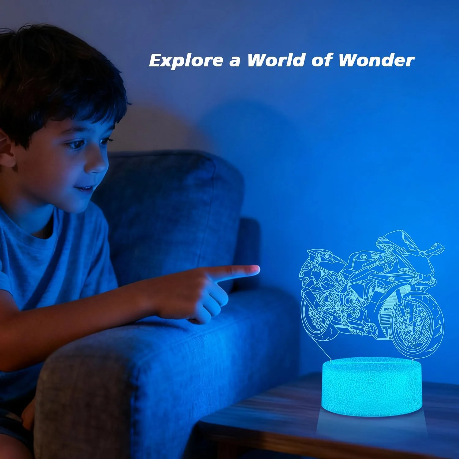 Dirt Bike Lamp for Boys, 3D Acrylic Motorcycle Illusion Night Light with 3 Patterns, 16 Colors Changing & Remote Control, Birthday Holiday Gift for Dirt Bike Fans, Kids Room Decor