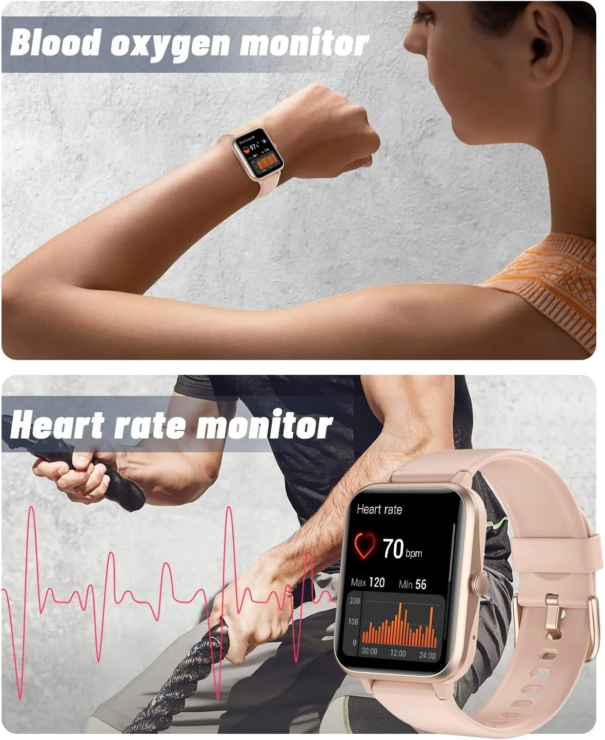 GRV Smart Watch for Women, Bluetooth Call, for iPhone Android Pink