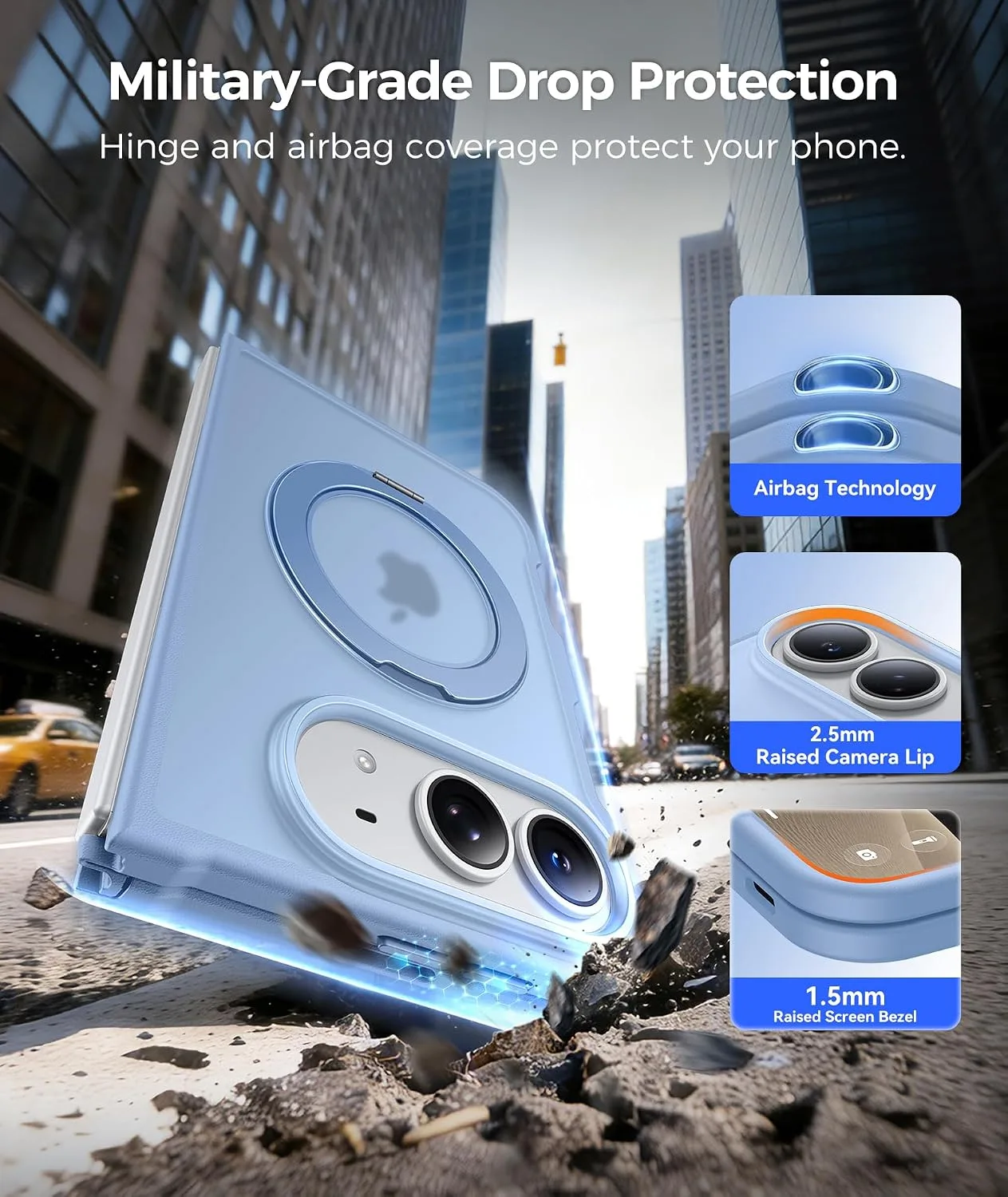 FNTCASE for iPhone Duo Case with 360 Spin Magnetic Stand Light Blue