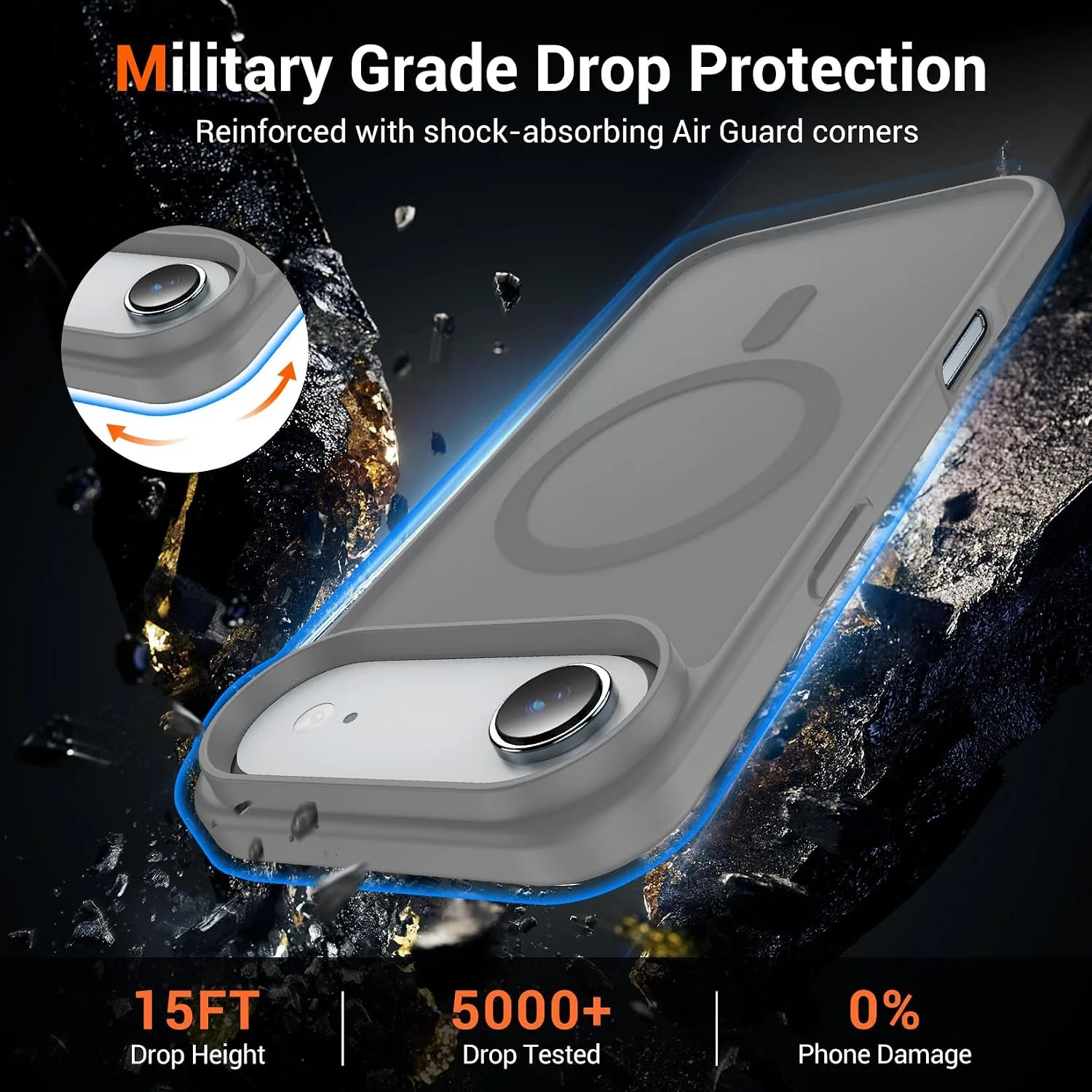Temdan for iPhone AIR Case with Screen Protector Titanium Gray
