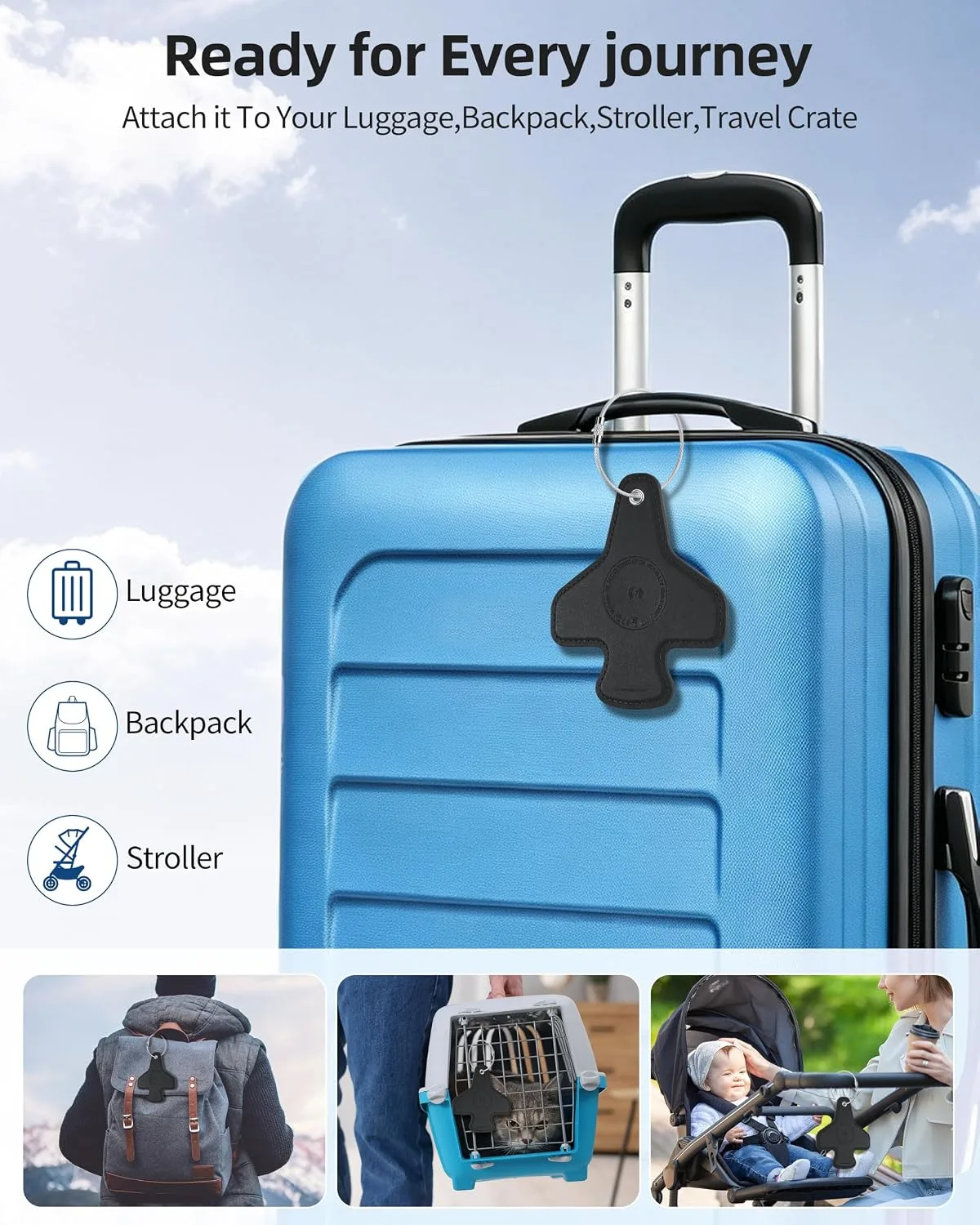 Luggage Tag, Built-in Smart Bluetooth Tracker, Plane Travel Essentials