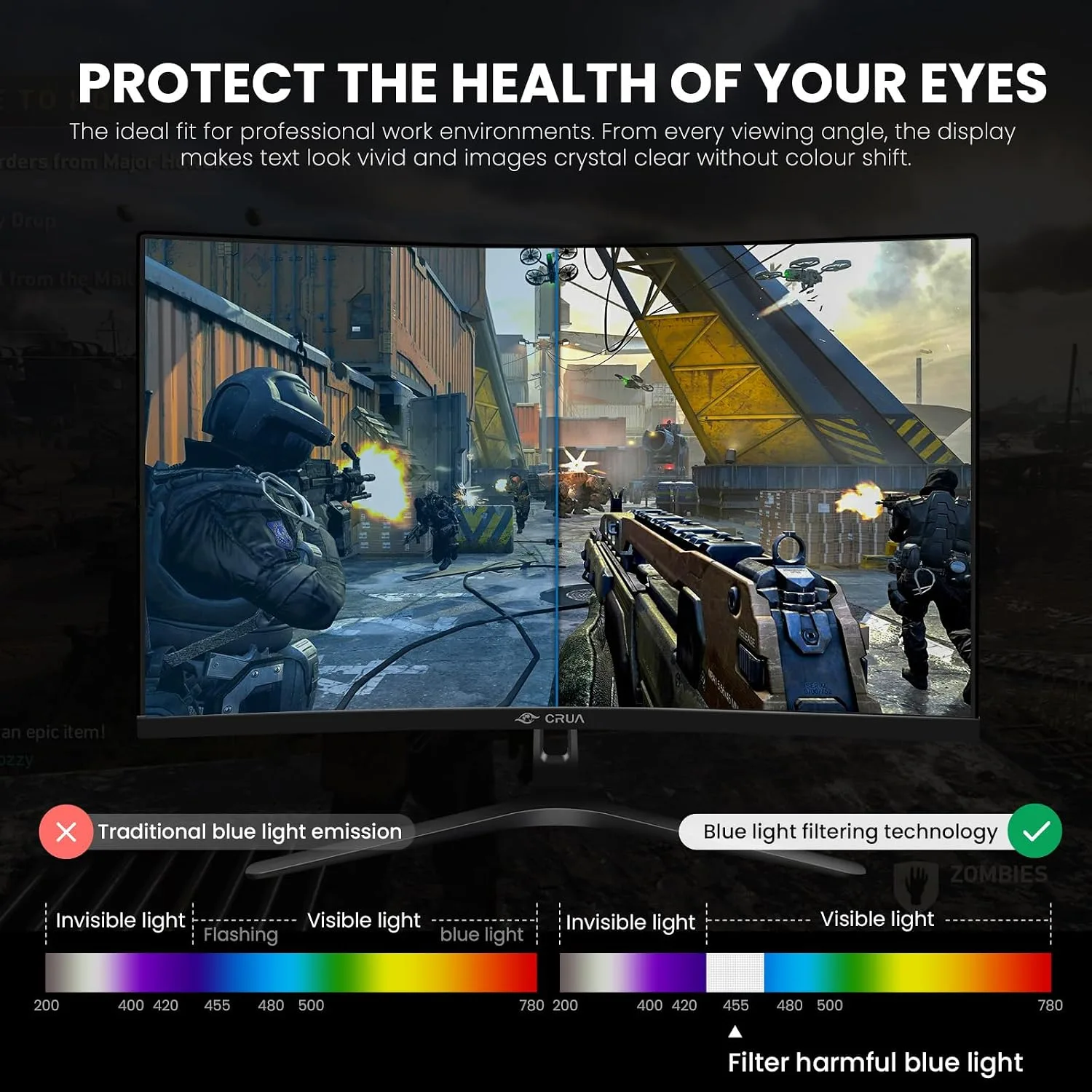 CRUA 27" FHD 1080P 180Hz Curved Gaming Monitor, 1800R, AMD FreeSync, Black