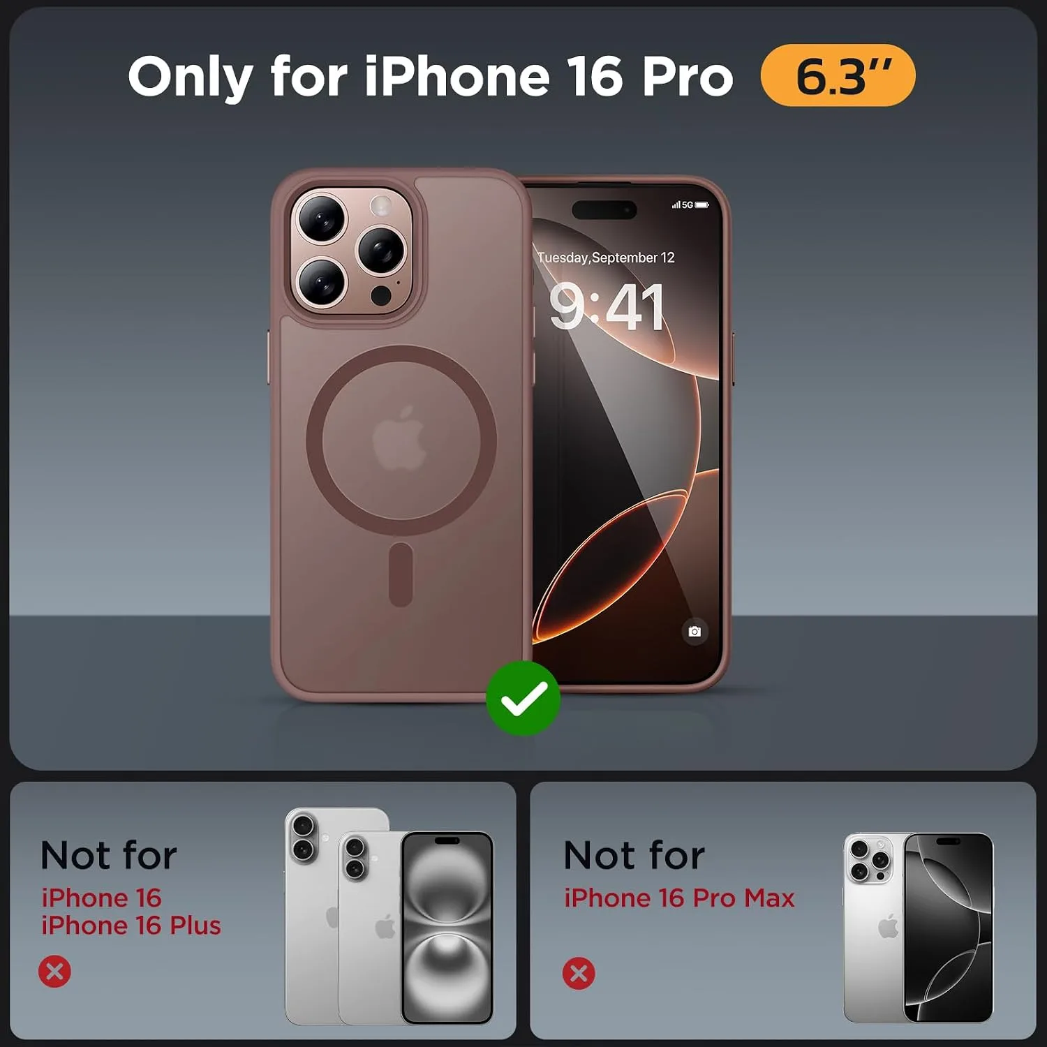 Miracase for iPhone 16 Pro Matte Series Case, Magnetic, Brown