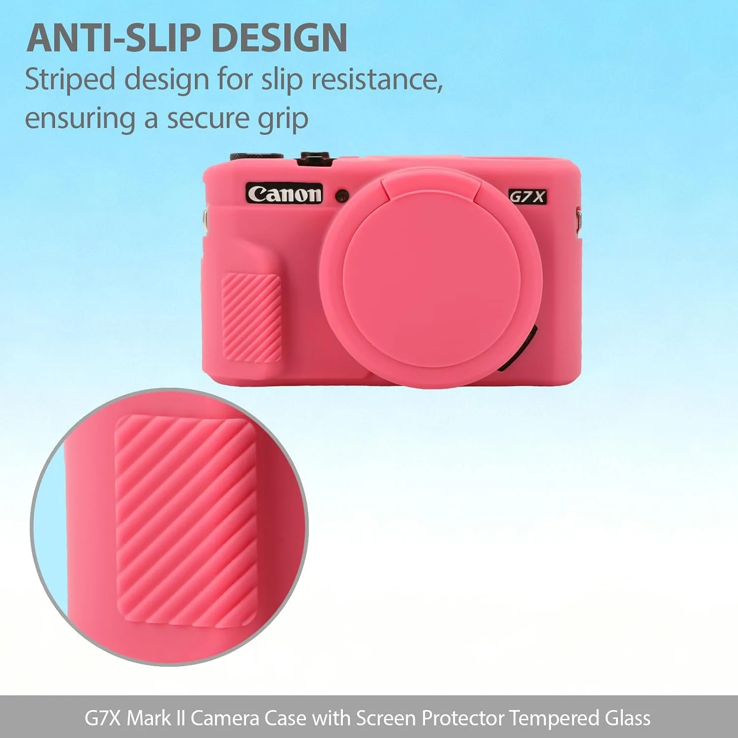 Camera Case for Canon G7X Mark II / G7X II - Rose Red